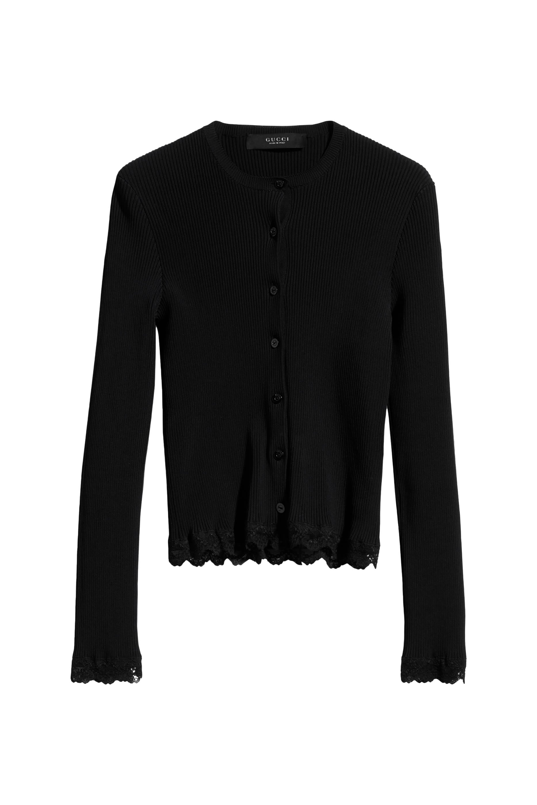 Lace Trim Rib Cardigan