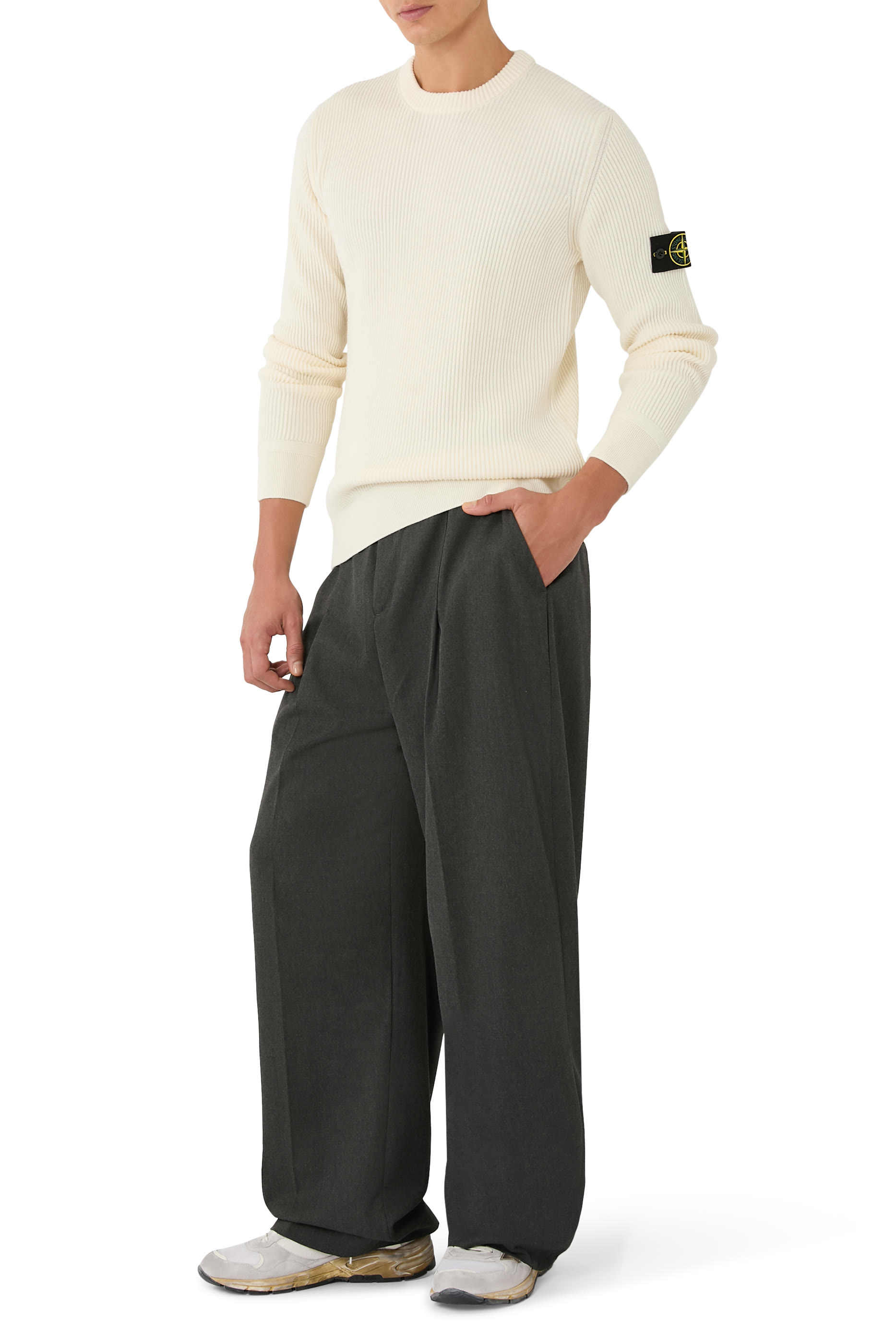 Ribbed Trims Crewneck Jumper