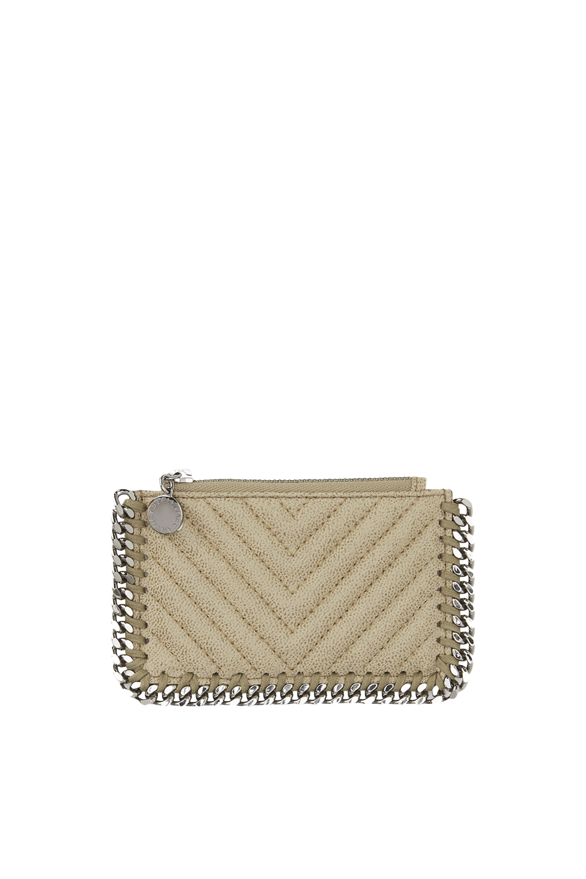 Quilted Falabella Top-Zip Cardholder