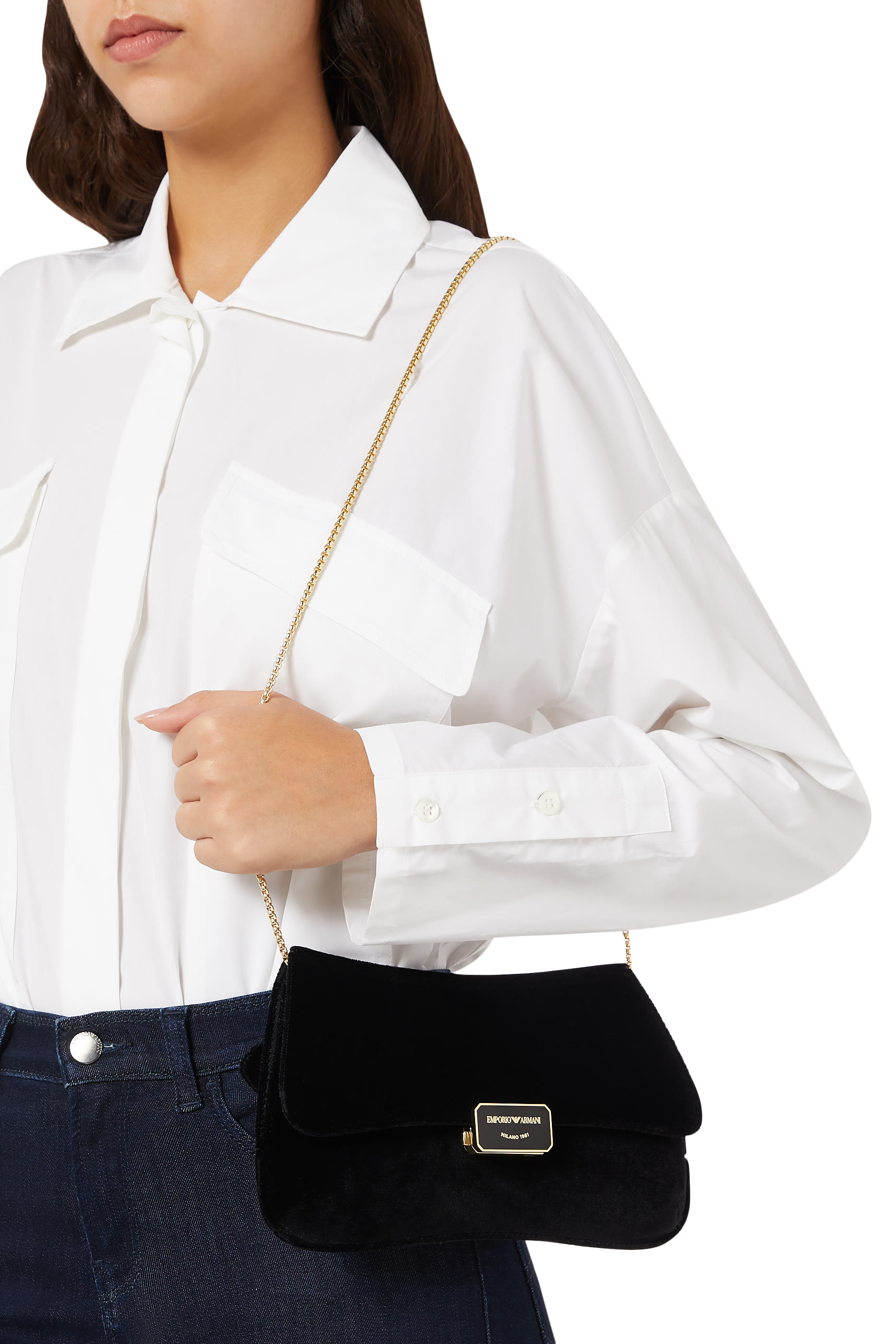 Logo Satin Clutch Bag