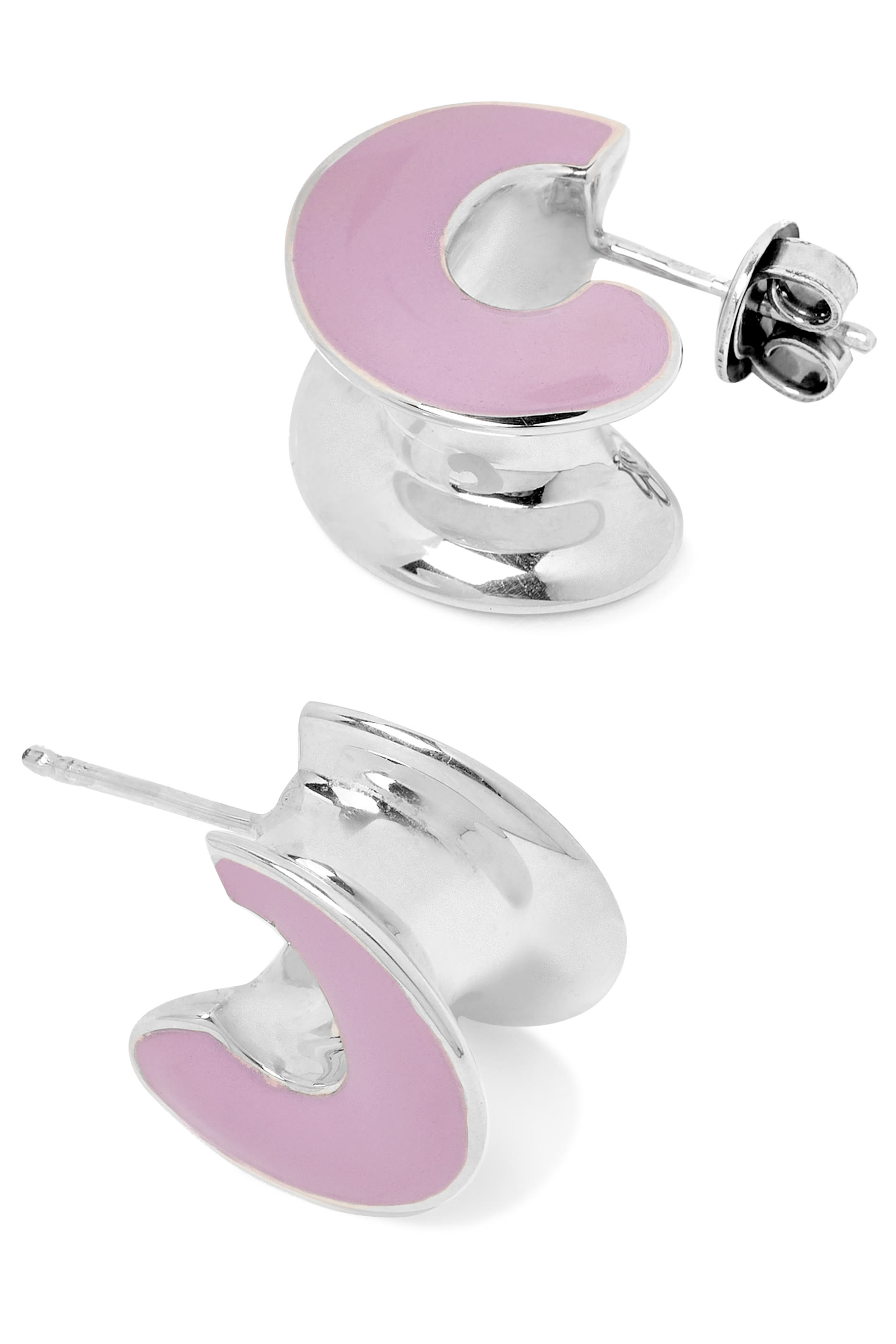 H Beam Small Earrings, Sterling Silver & Enamel