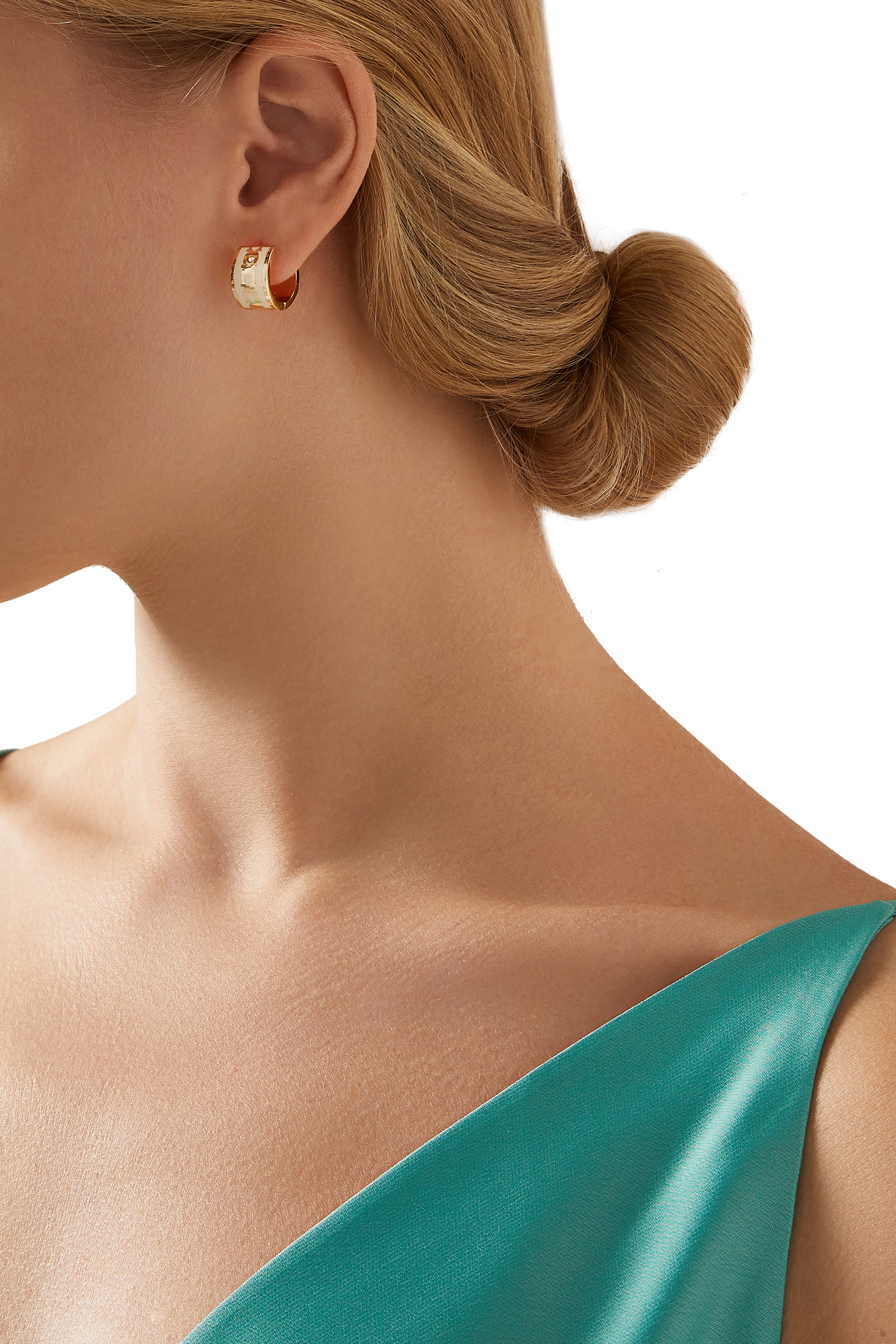 Enamel C Signature Huggie Earrings