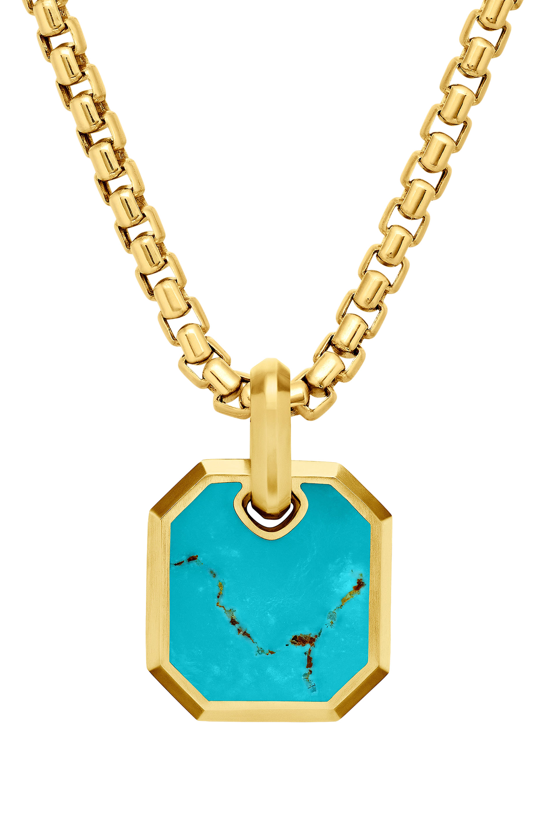  Octagonal Amulet, 18K Yellow Gold & Turquoise