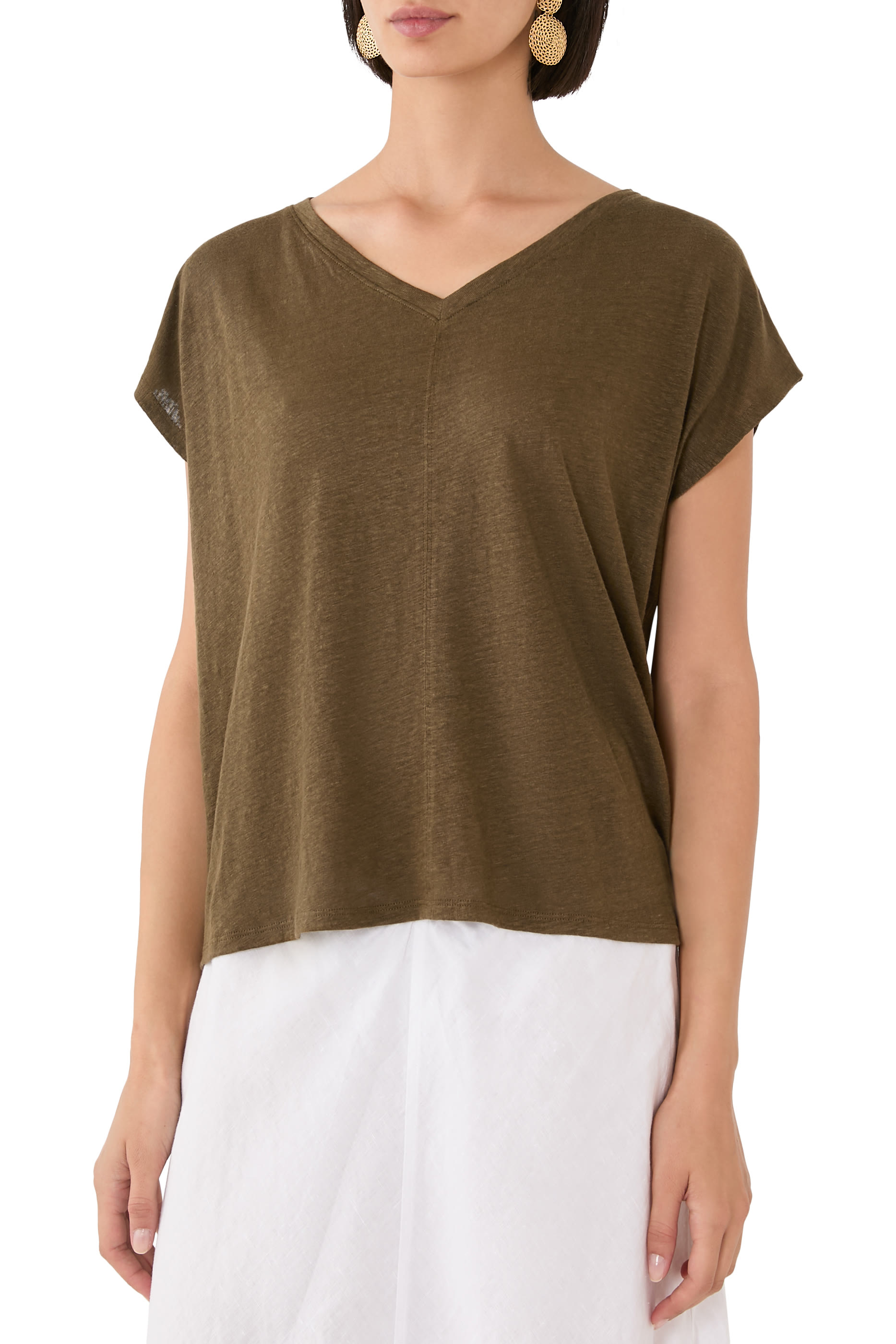 Organic Linen Jersey V-Neck T-Shirt