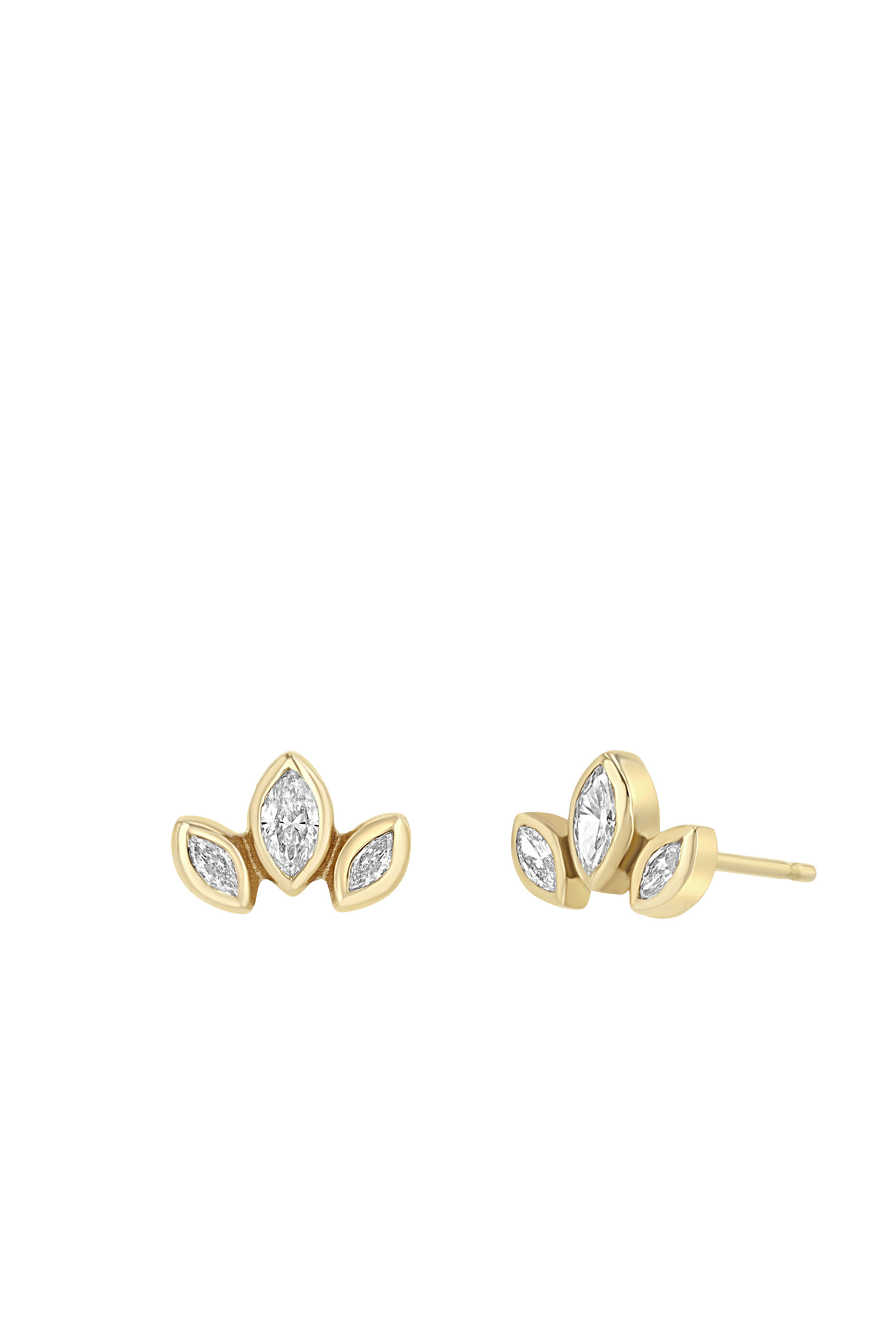 Marquise Diamond Fan Studs, 14K Yellow Gold & Diamonds