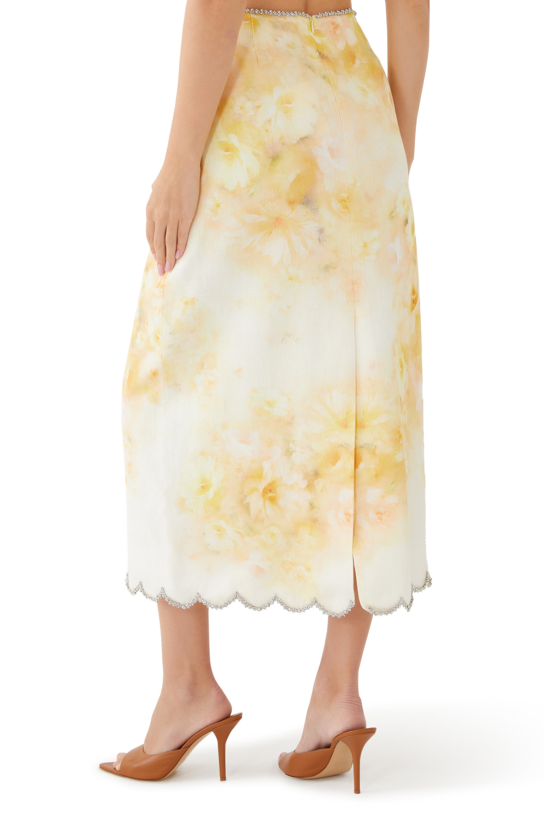 Crush Scalloped Midi Skirt