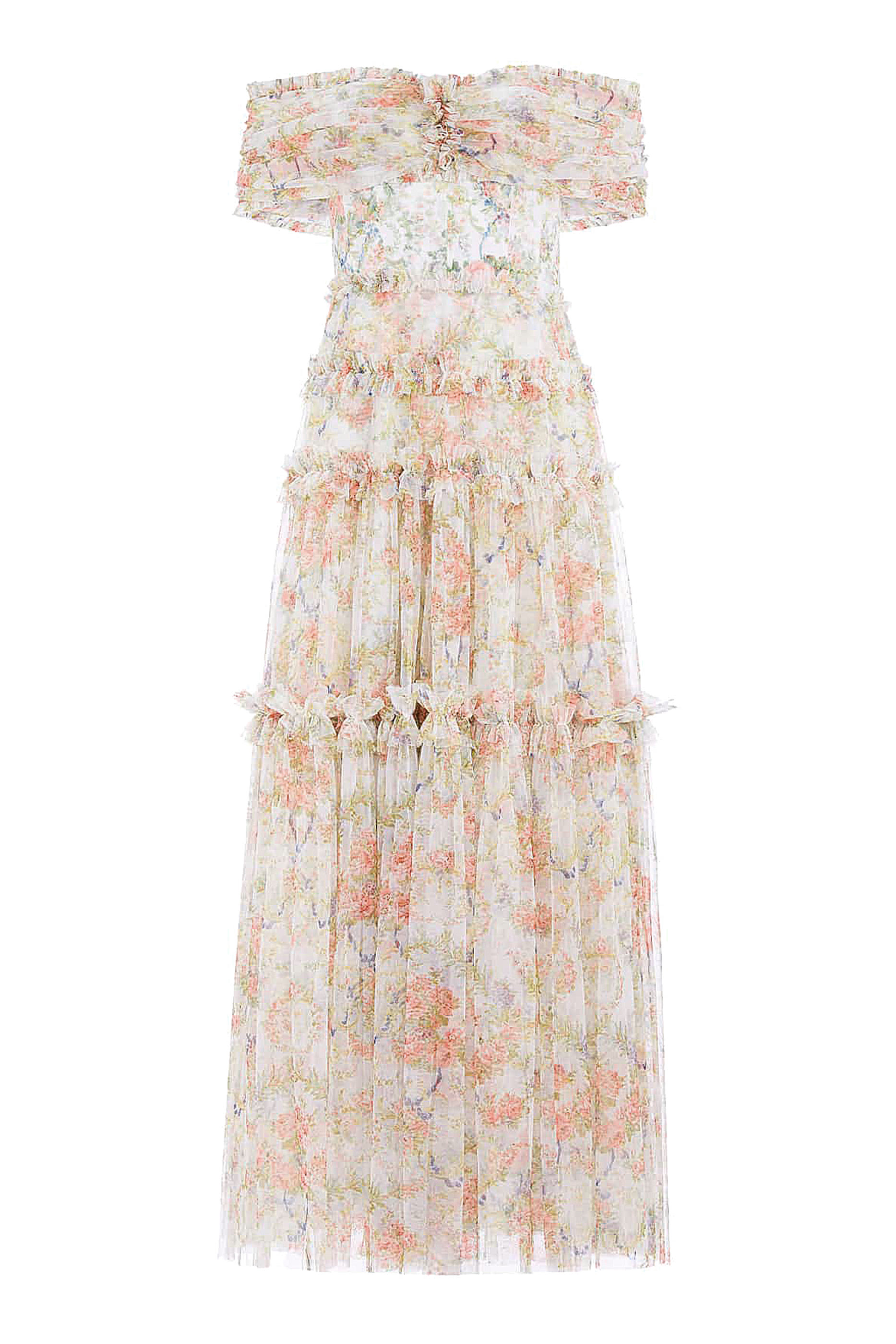 Floral Wreath Grace Off Shoulder Gown