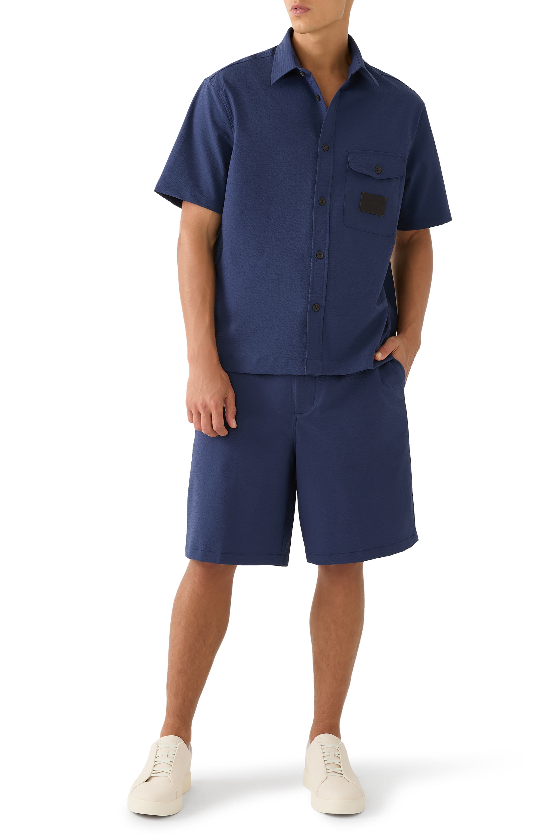 Logo Patch Seersucker Shirt