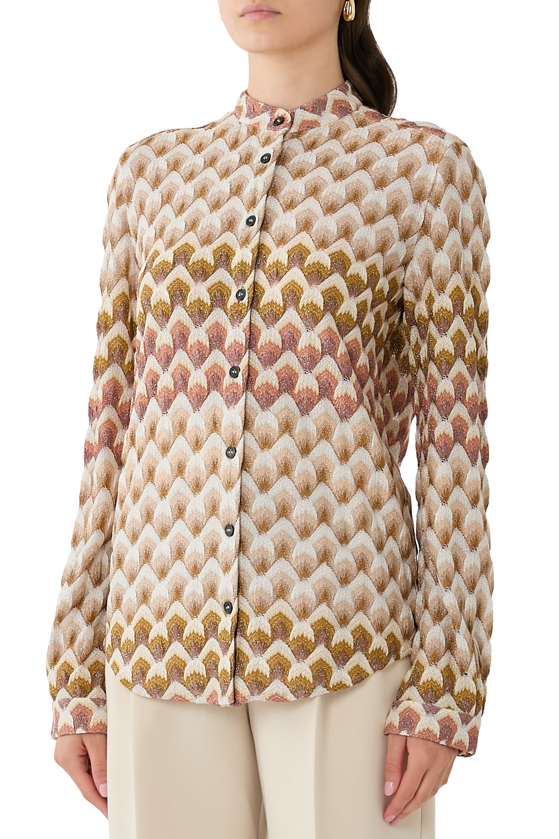 Laced Raschel Long Sleeves Shirt
