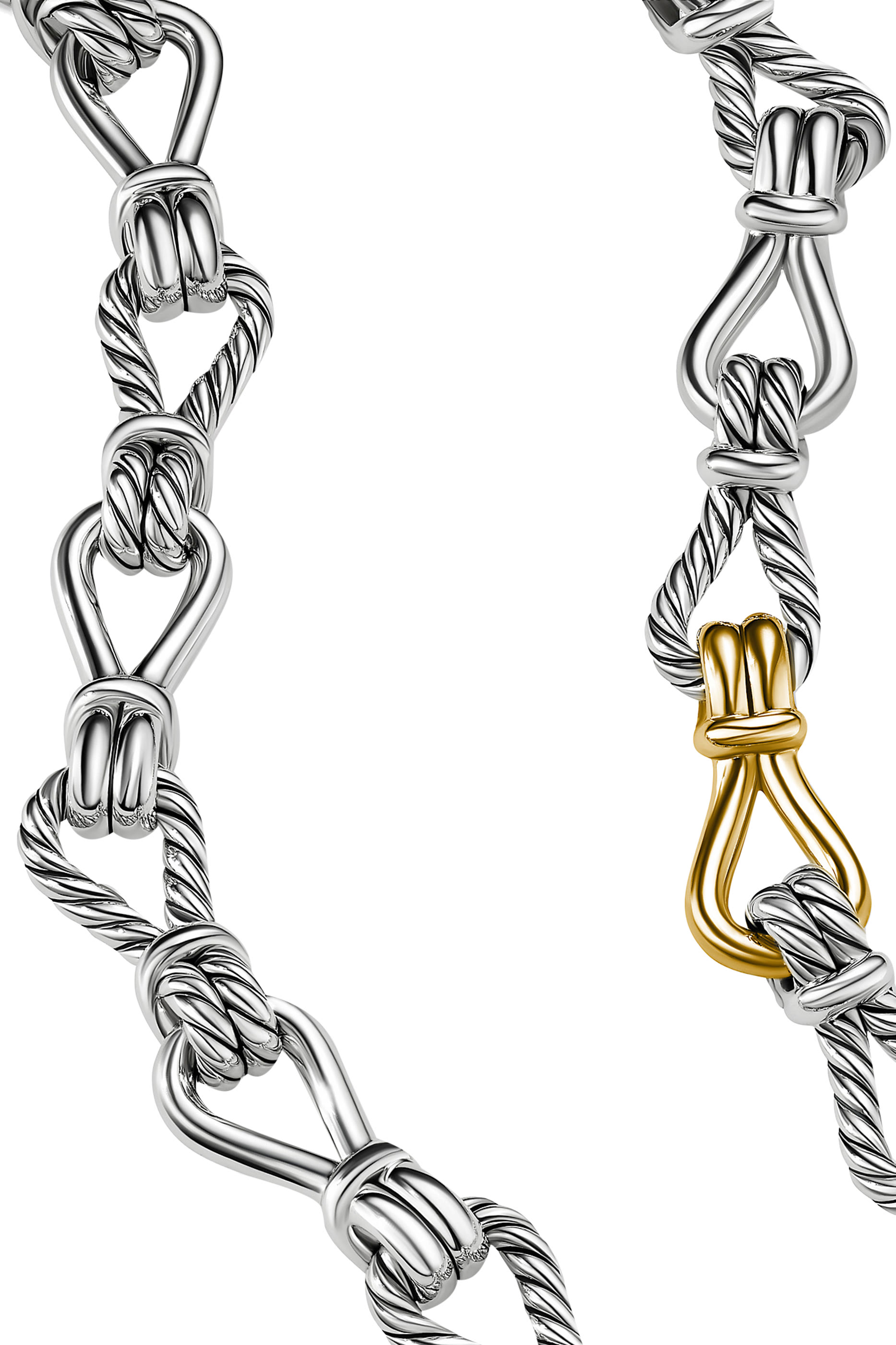 Thoroughbred Loop 18in Chain Link Necklace, 18k Yellow Gold & Sterling Silver