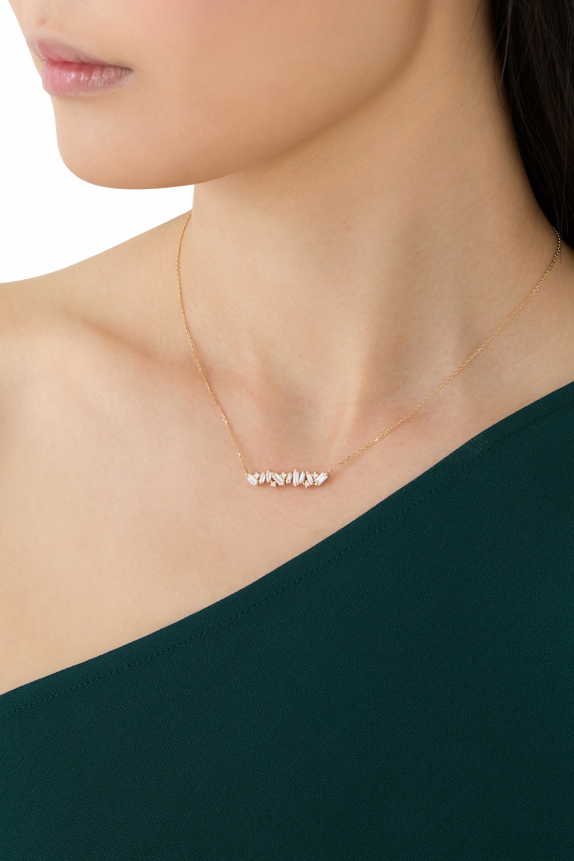 Frenzy Bar Pendant, 18k Yellow Gold & Diamonds