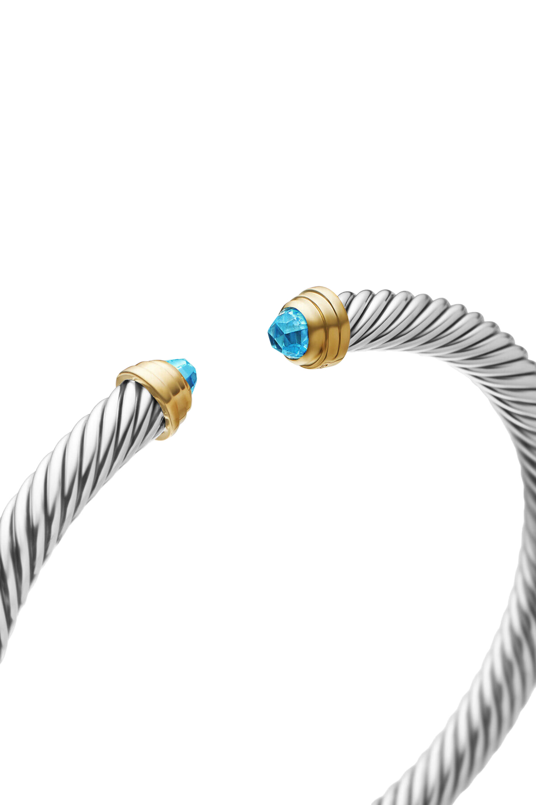 Classic Cable Bracelet, Sterling Silver with 14k Yellow Gold & Topaz