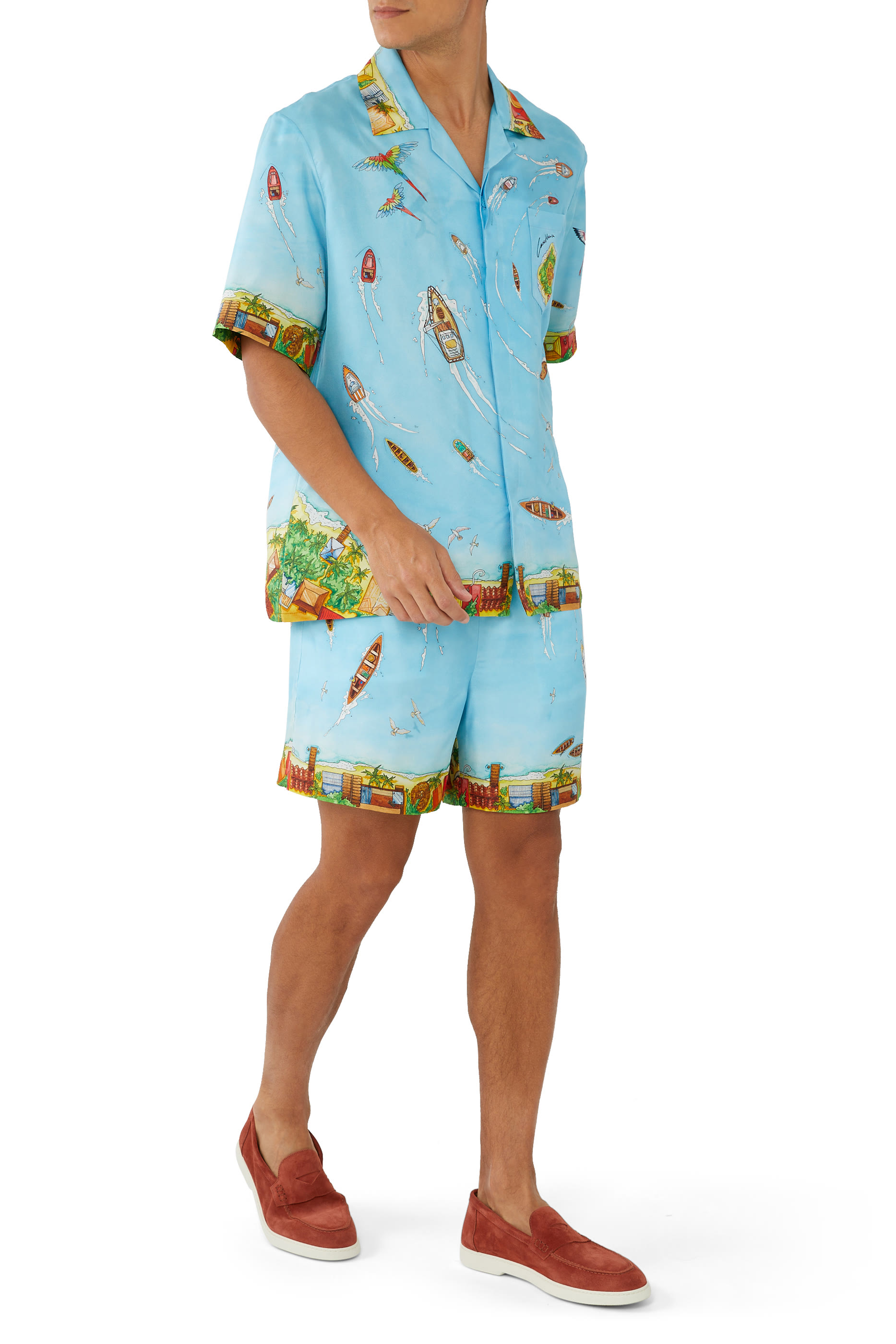 Cuban Collar Short Sleeve Shirt