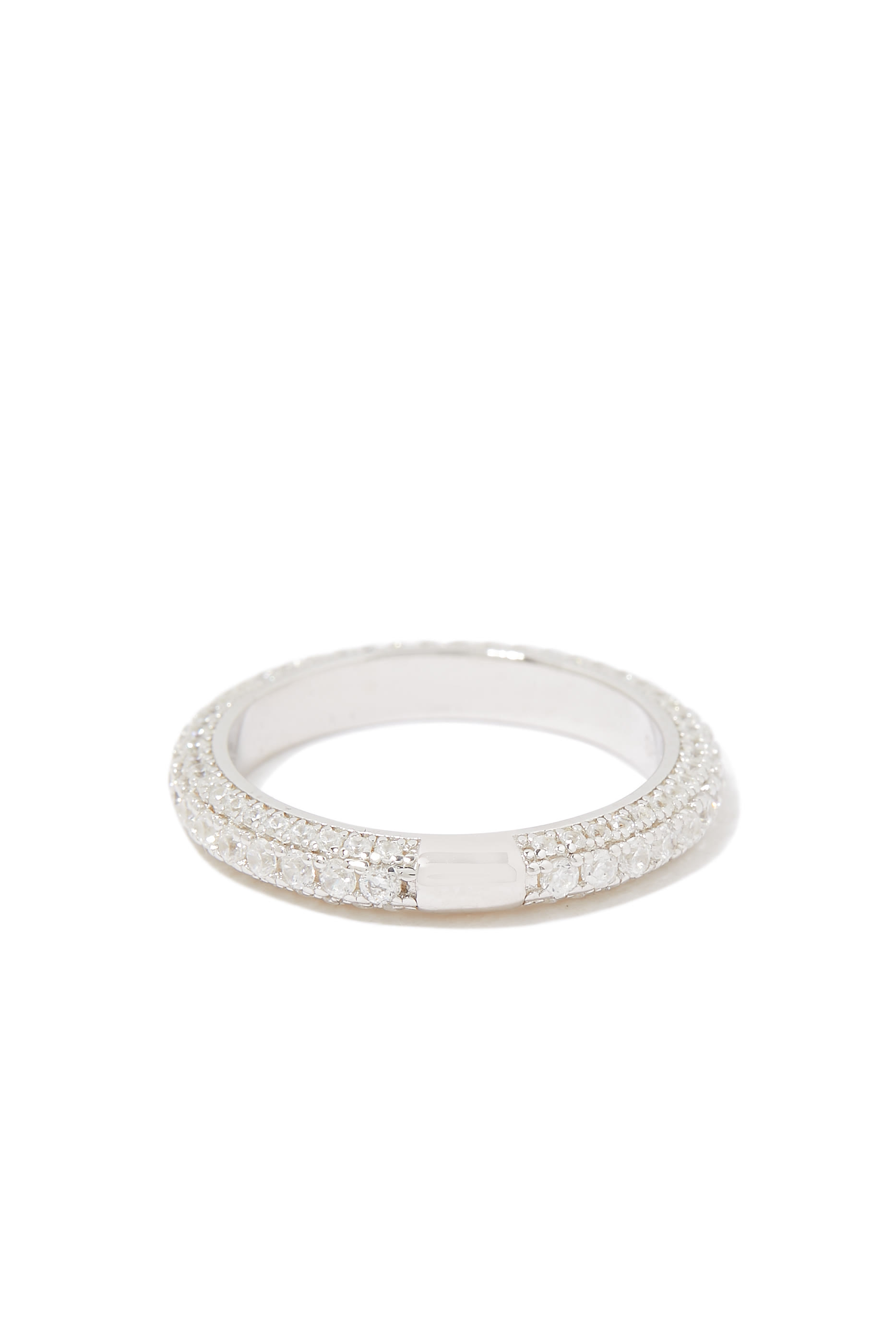 Tennis Diamond Ring, Sterling Silver with Cubic Zirconia & AAAA+