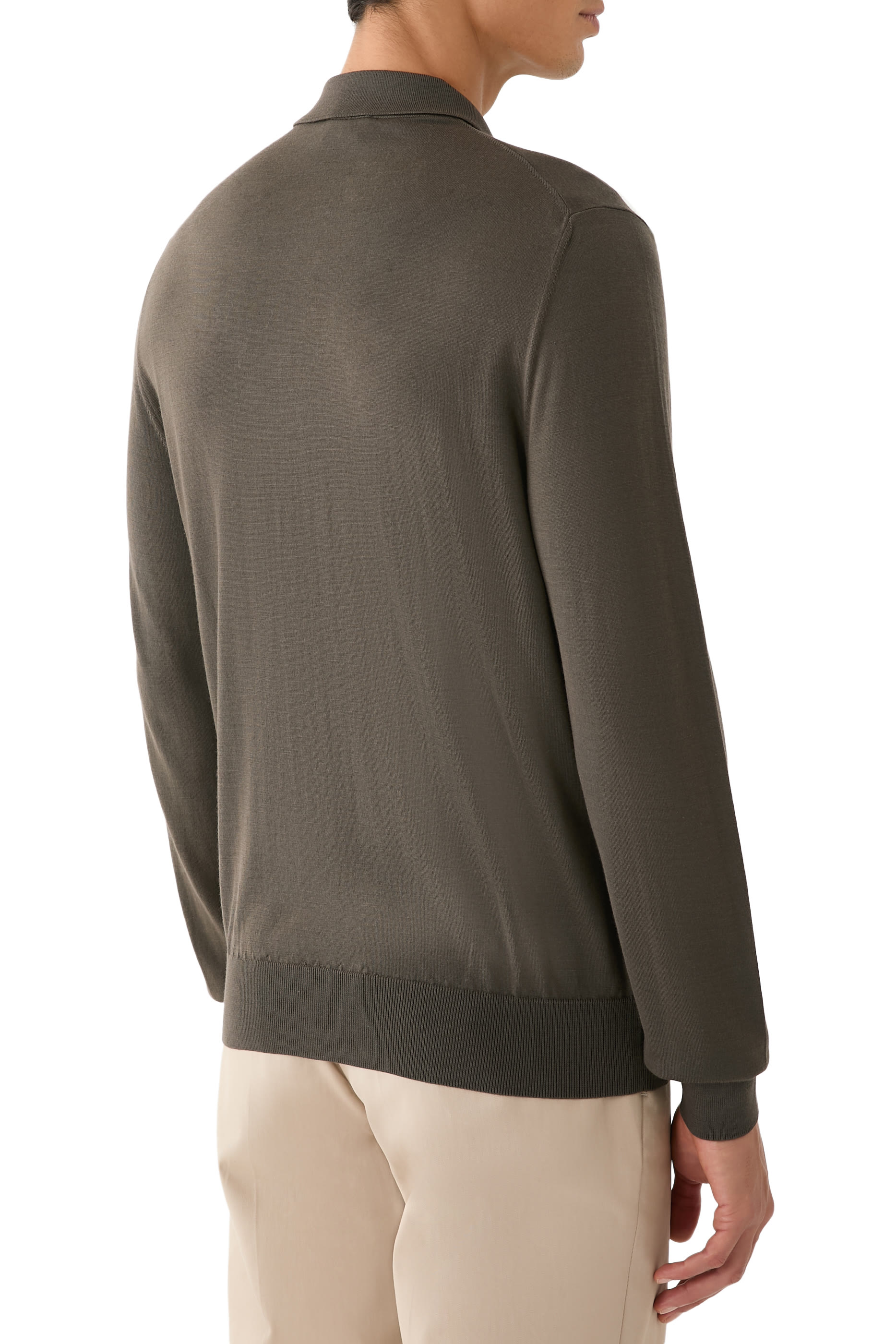 Long Sleeves Silk-Blend Polo Shirt