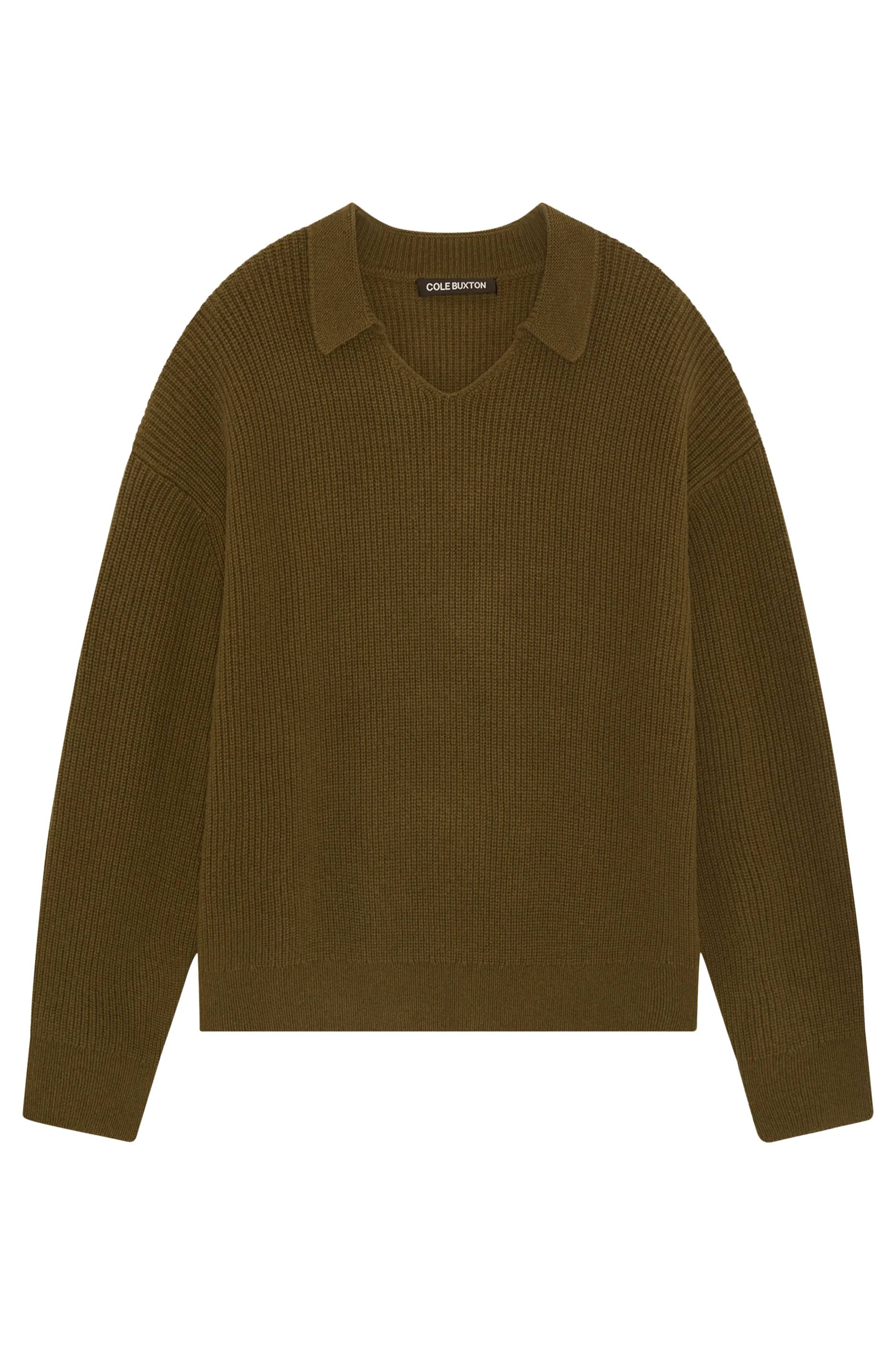 Open Neck Knit Polo Jumper