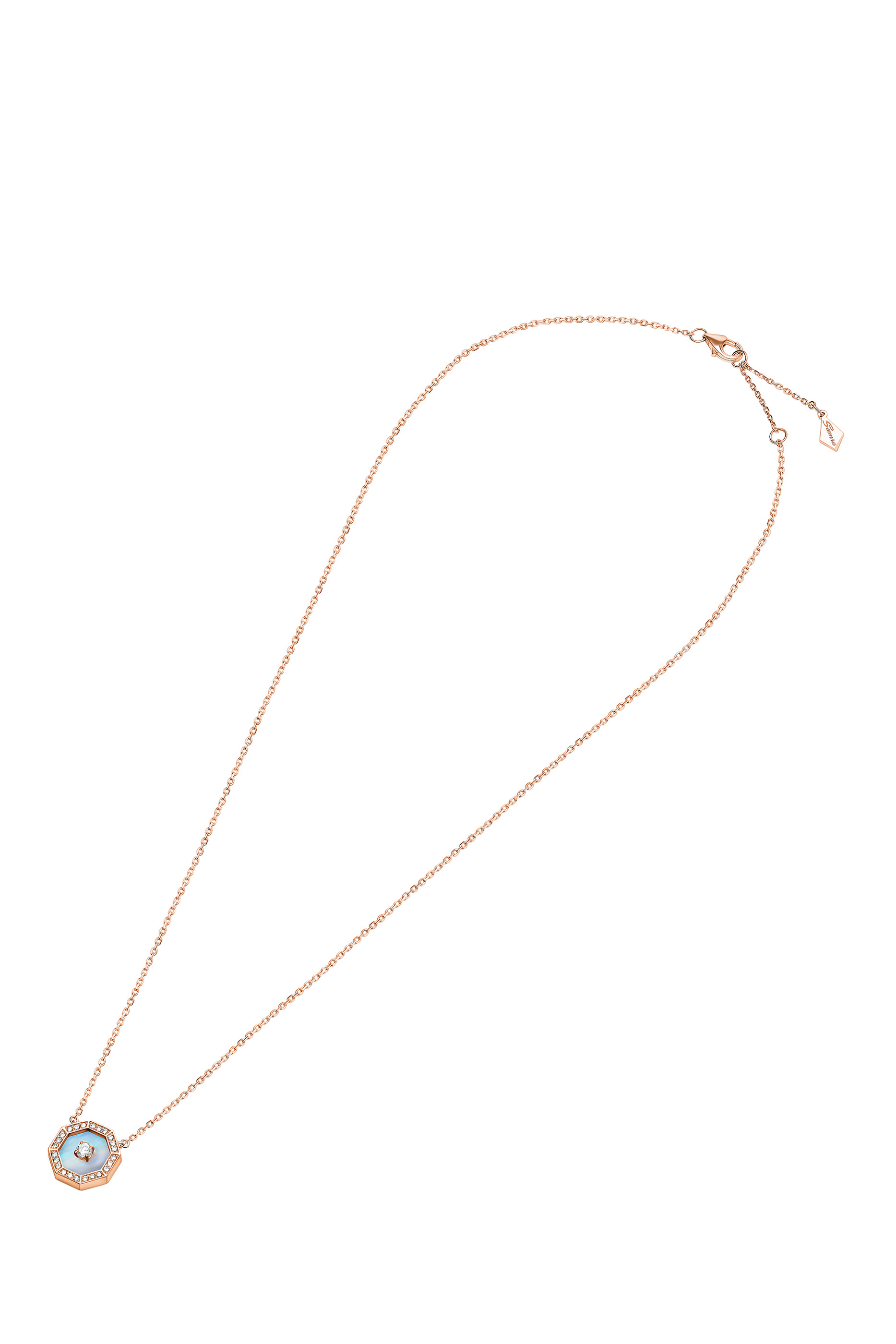 Ahjar Birwaz Necklace, 18K Rose Gold with Diamonds & Mother of Pearl