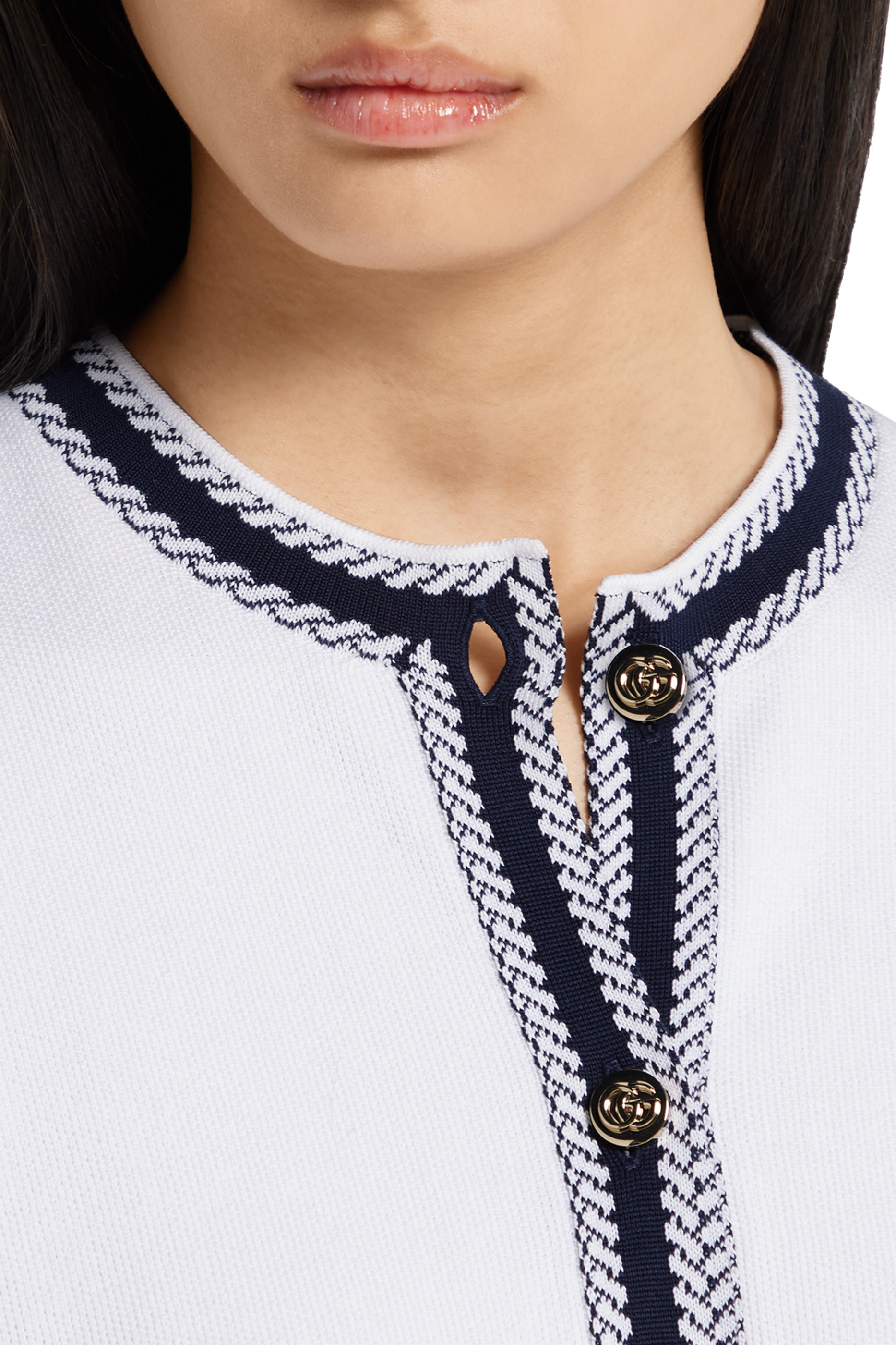 Cotton Stitch Cardigan With Intarsia