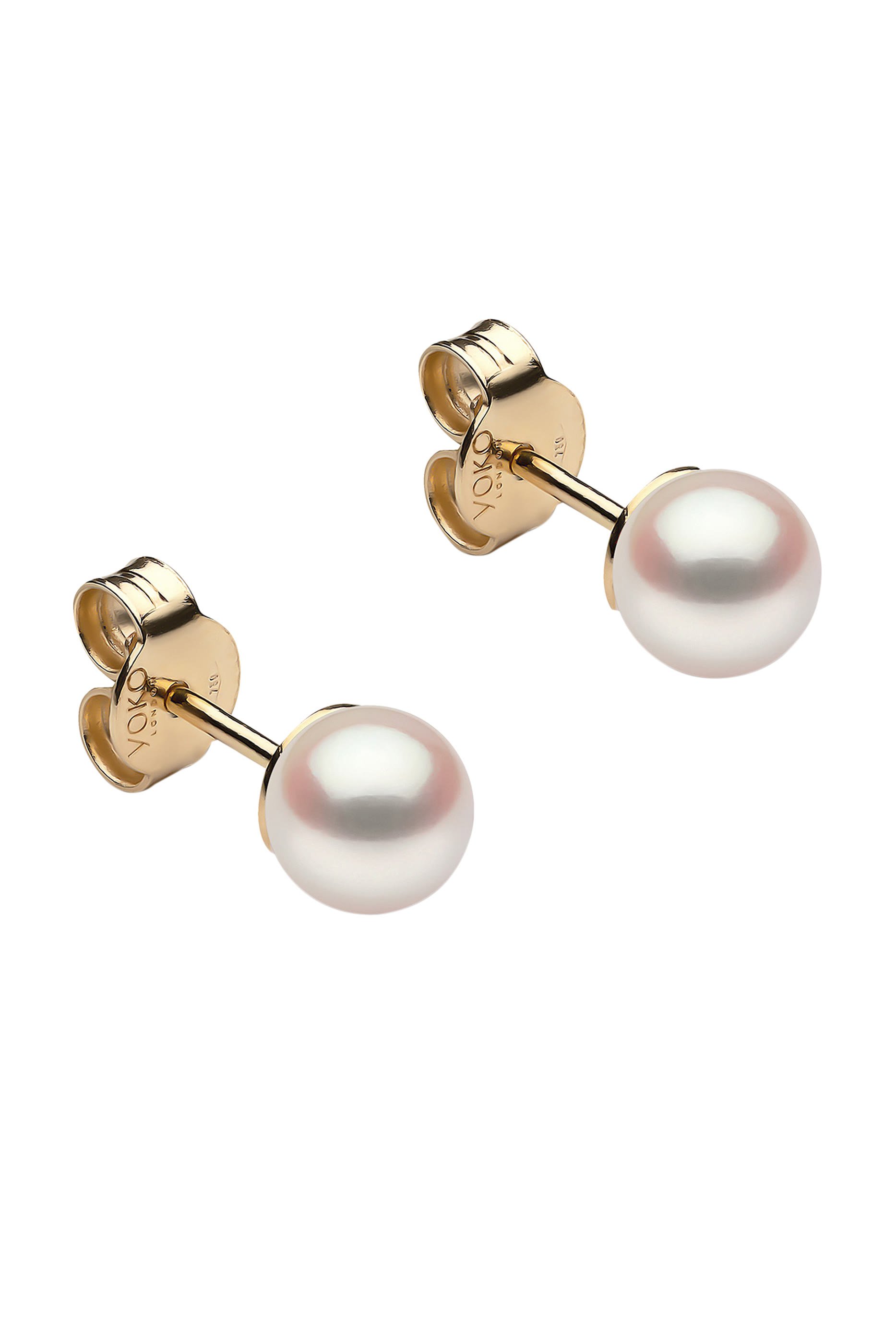 Classic 5mm Pearl Stud Earrings, 18k Yellow Gold & Akoya Pearls