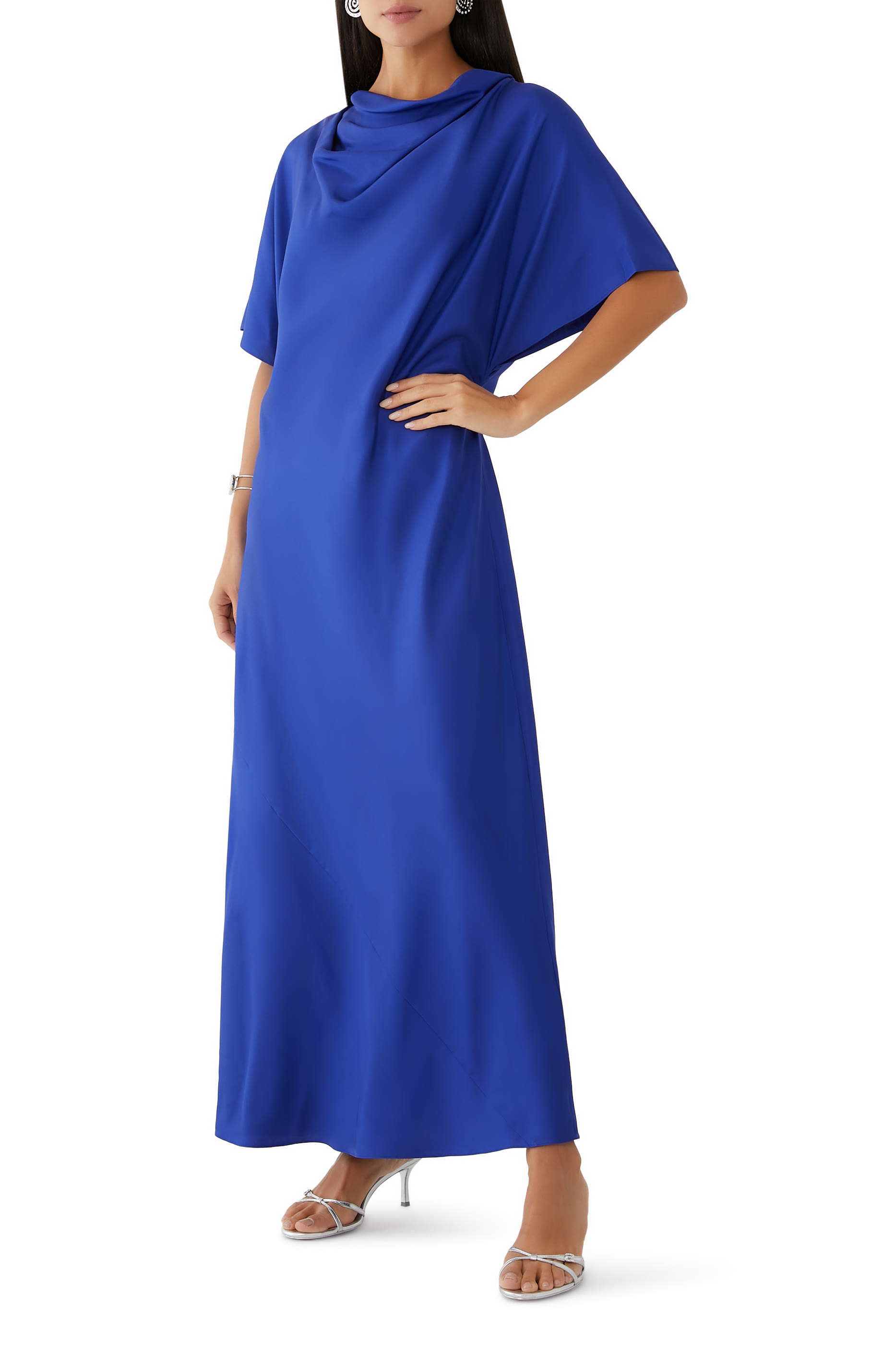 Fluid Draped Silk Dress