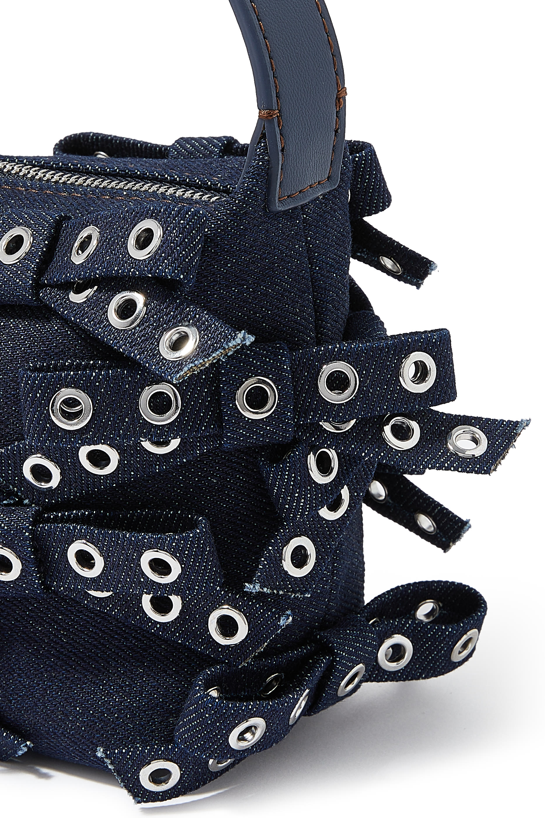 Denim Small Bow Eyelet Butterfly Pouch Bag