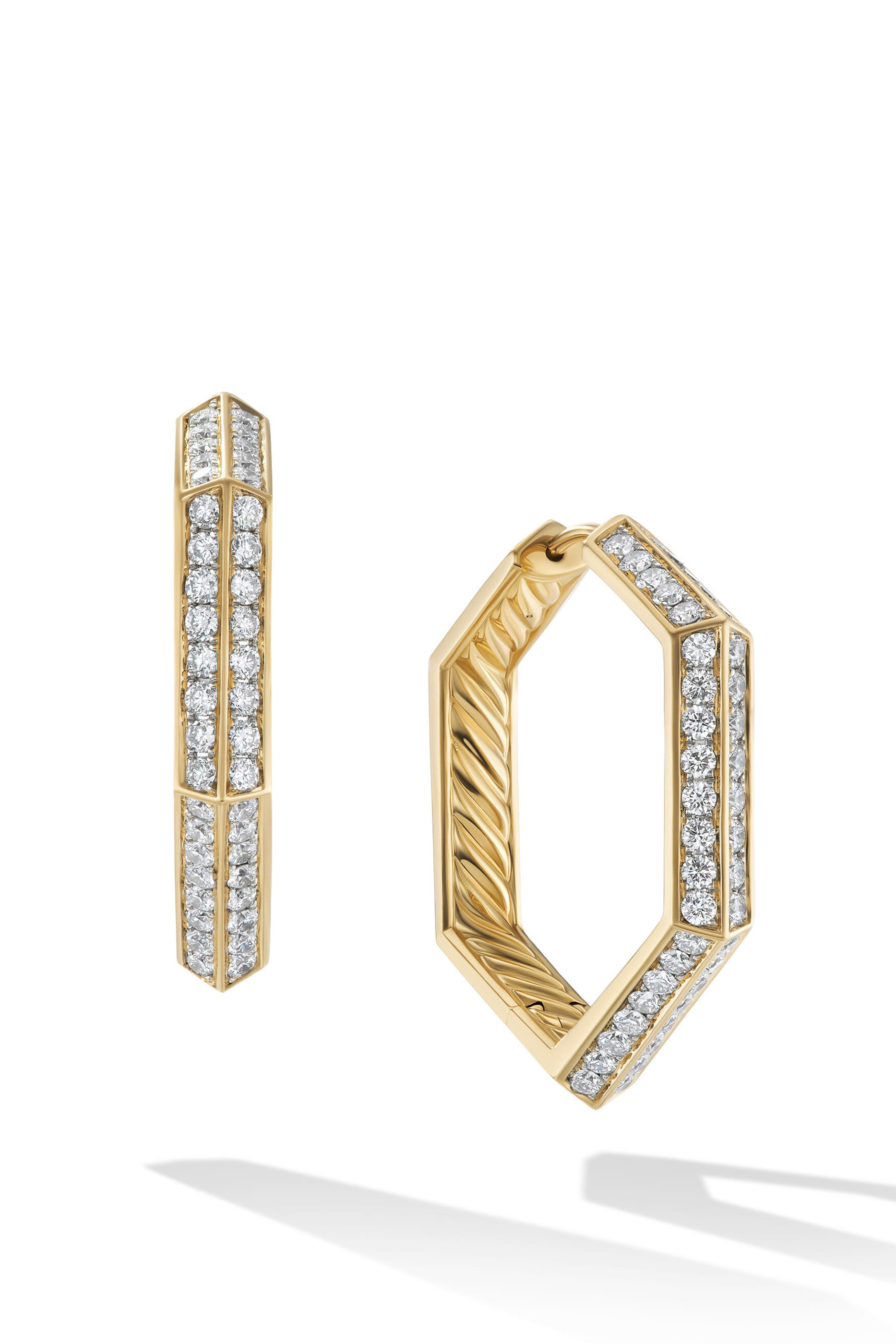 Carlyle Hoop Earrings, 18K Yellow Gold & Diamonds