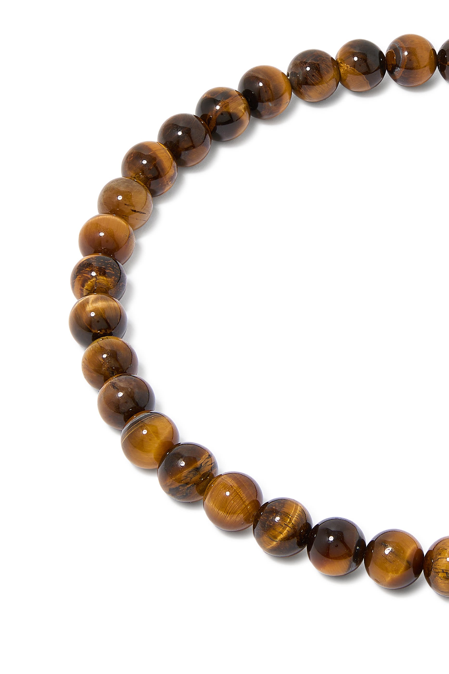 Tiger Eye Beaded Necklace, 18K Yellow Gold
