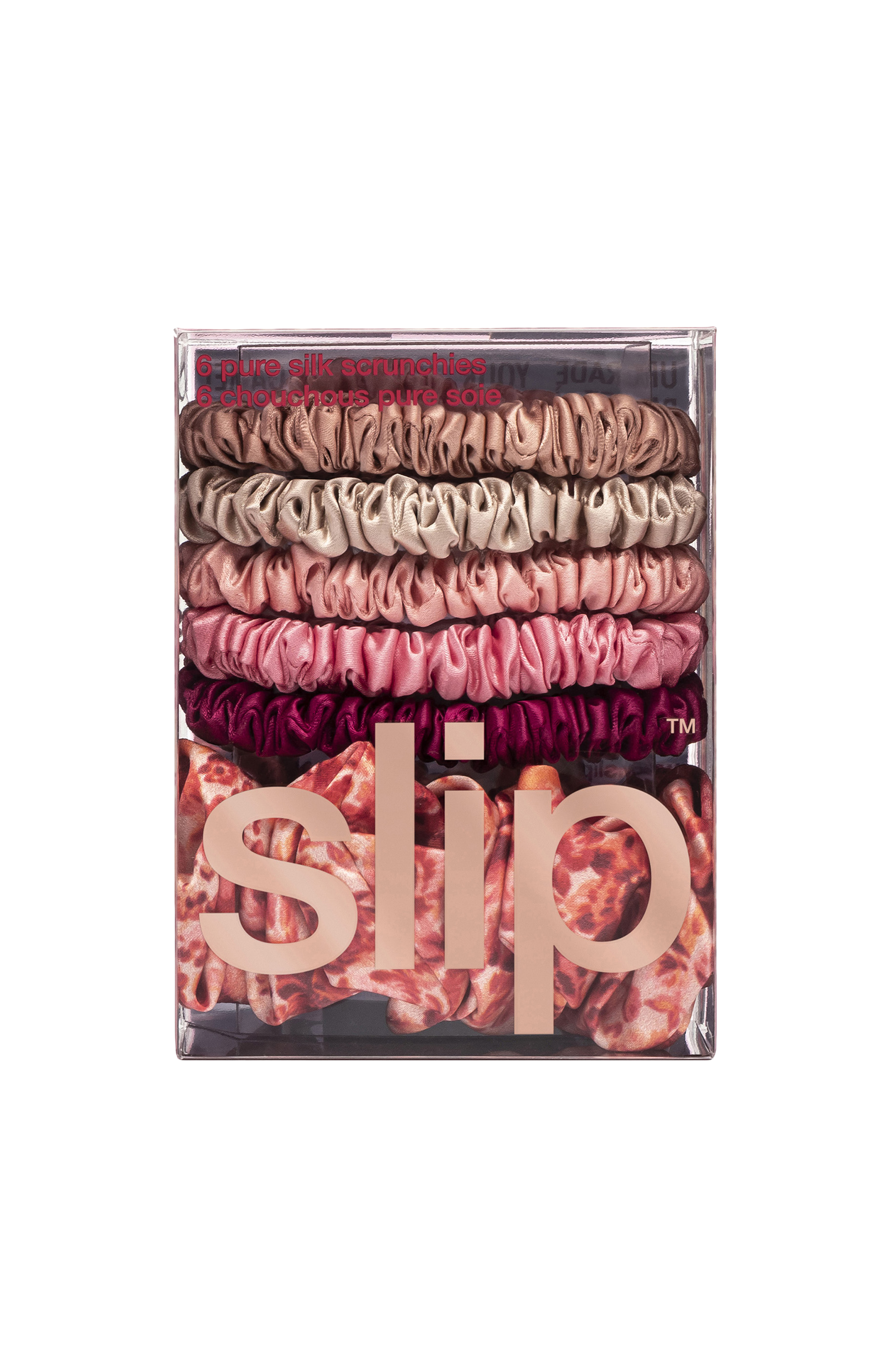 Pure Silk Flora Scrunchies, Set of 6