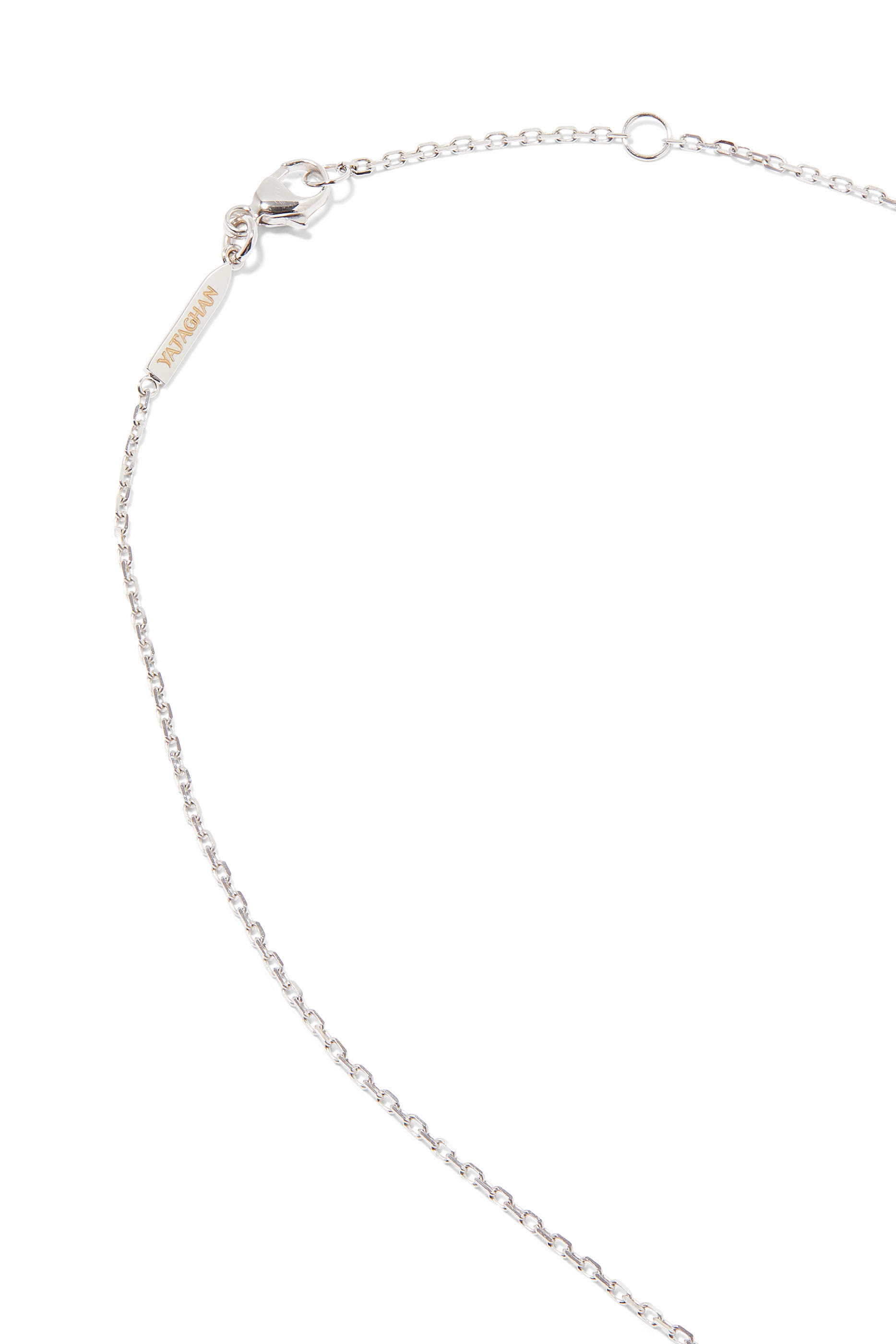 Small Horizontal Chakra Necklace, 18k White Gold with Diamonds & Lapis Lazuli