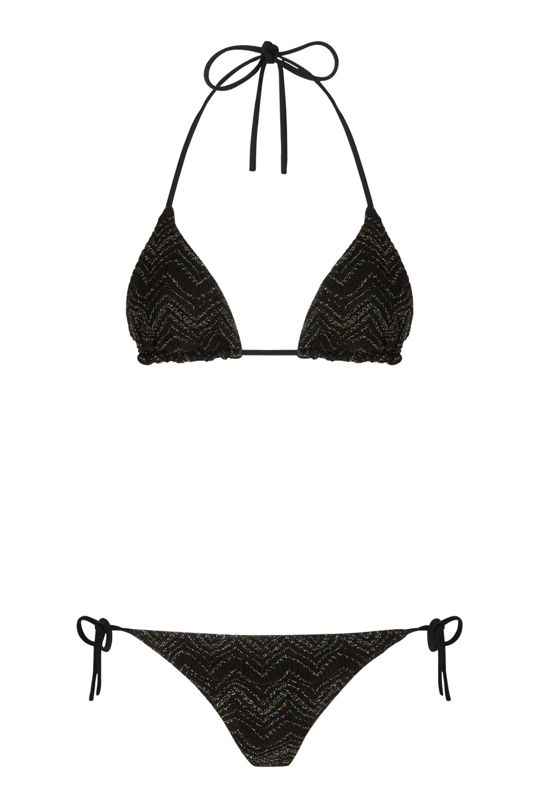 Mare Chevron Lace Raschel Triangle Tie Bikini Set