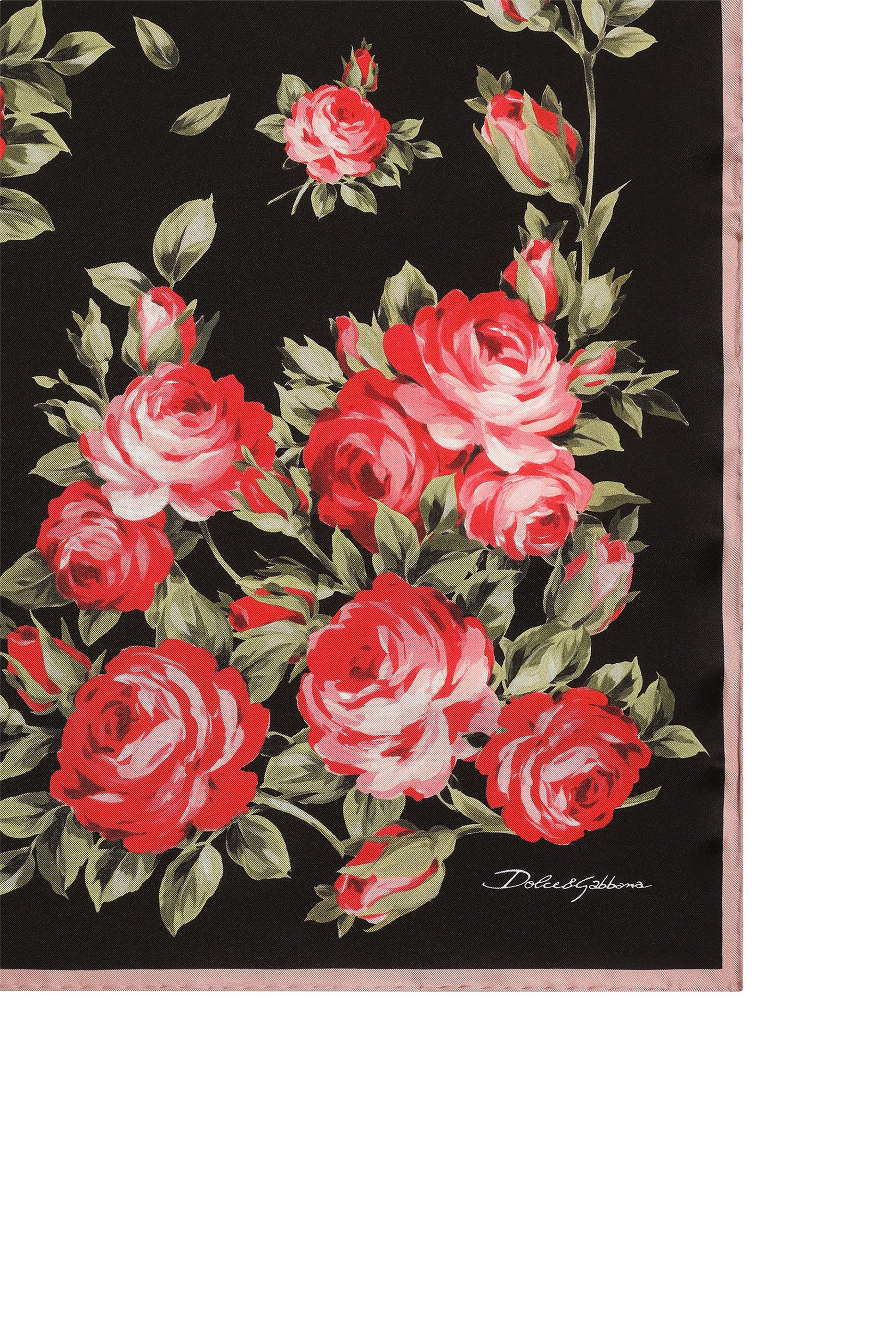 Rose Bouquet-Print Silk Twill Scarf