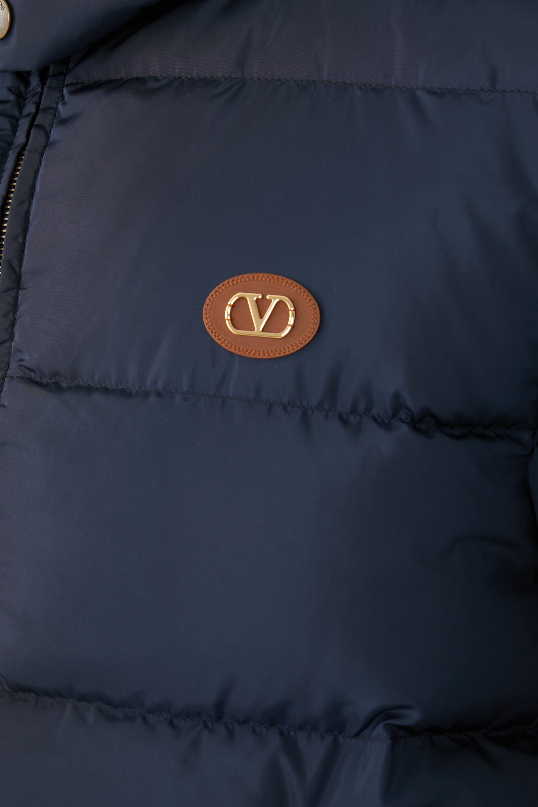 VLogo Patch Nylon Hooded Down Jacket
