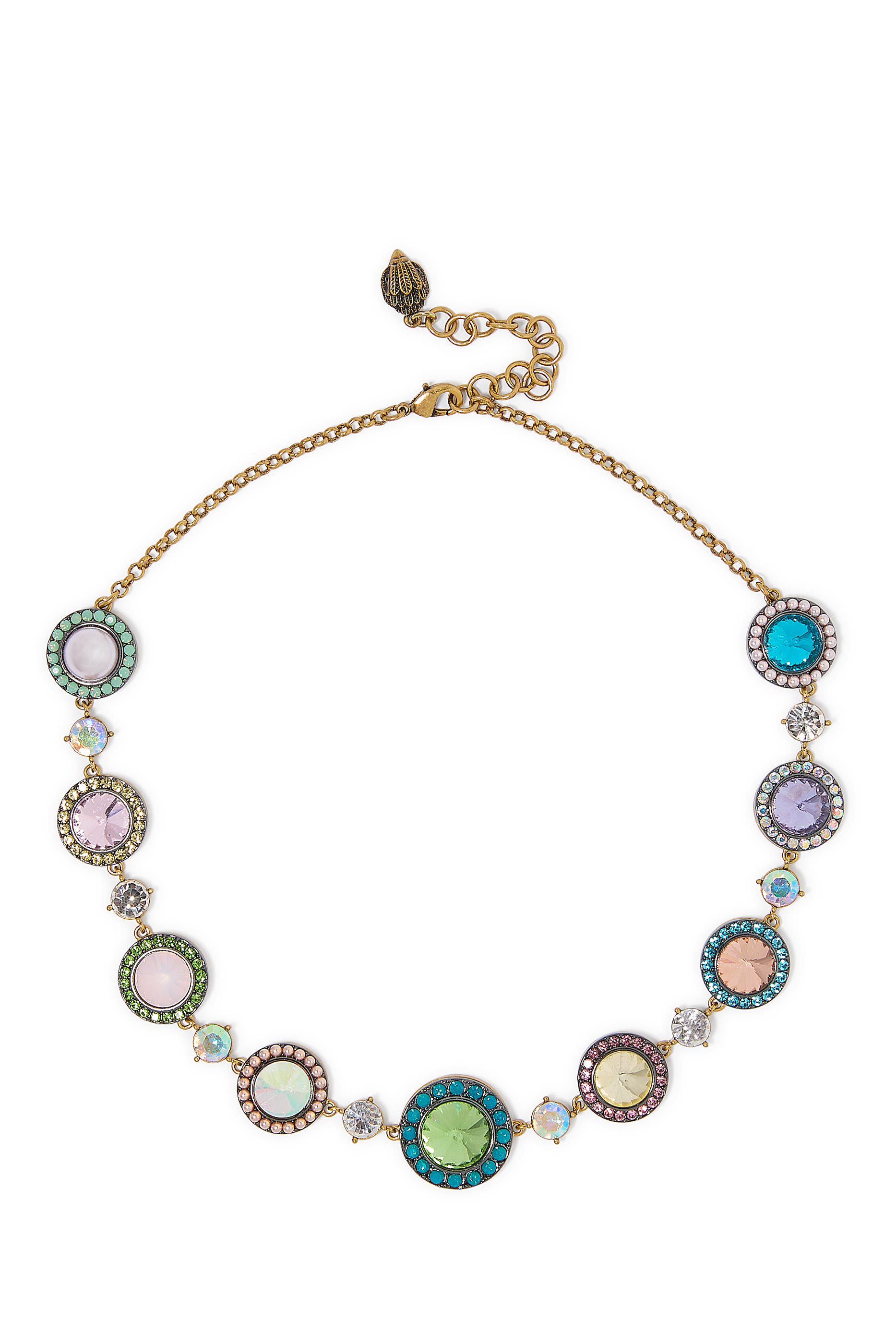 Small Octavia Necklace, Brass & Crystals