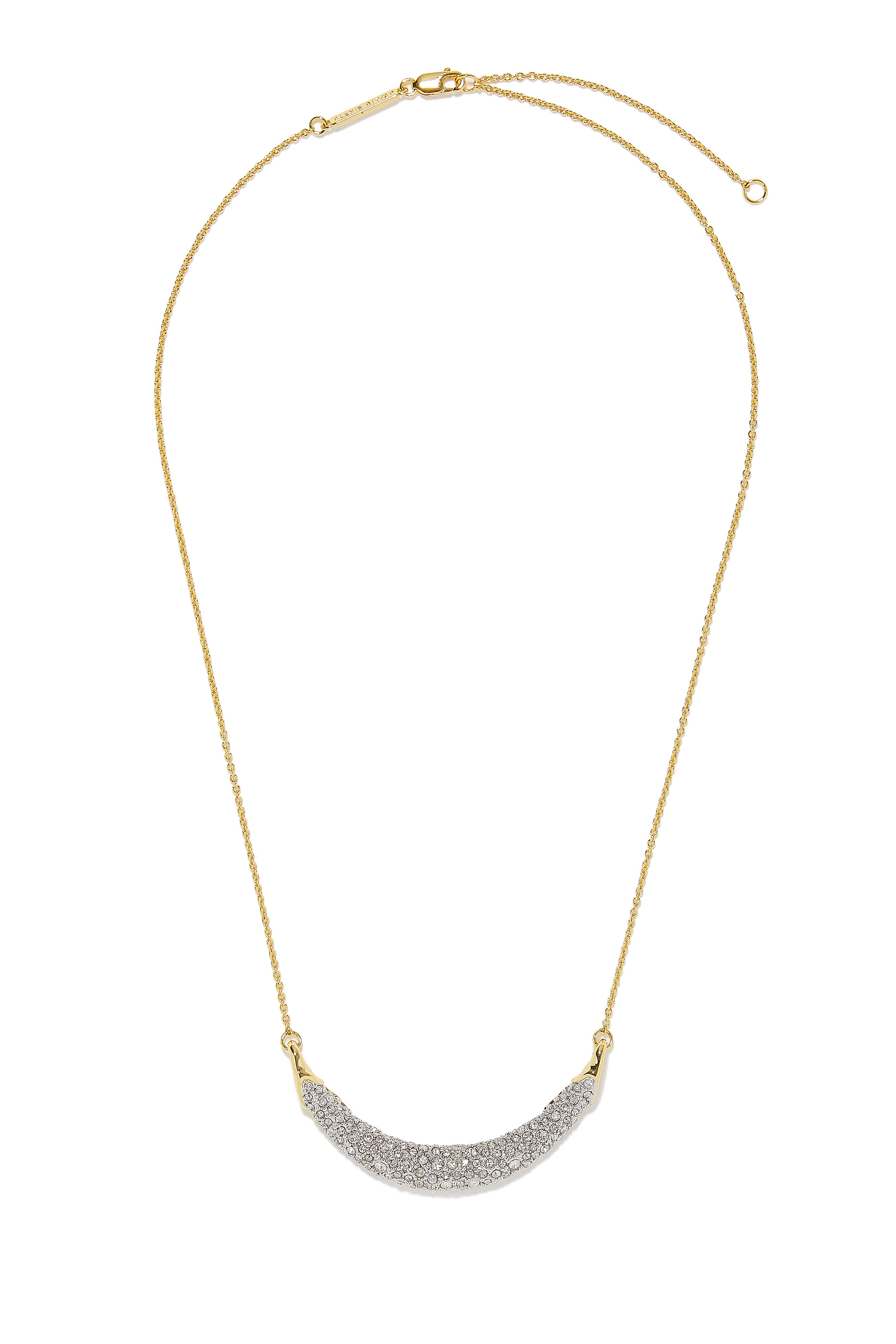 Crescent Bar Pendant Necklace, 14K Gold-Plated Brass & Solanales Crystals