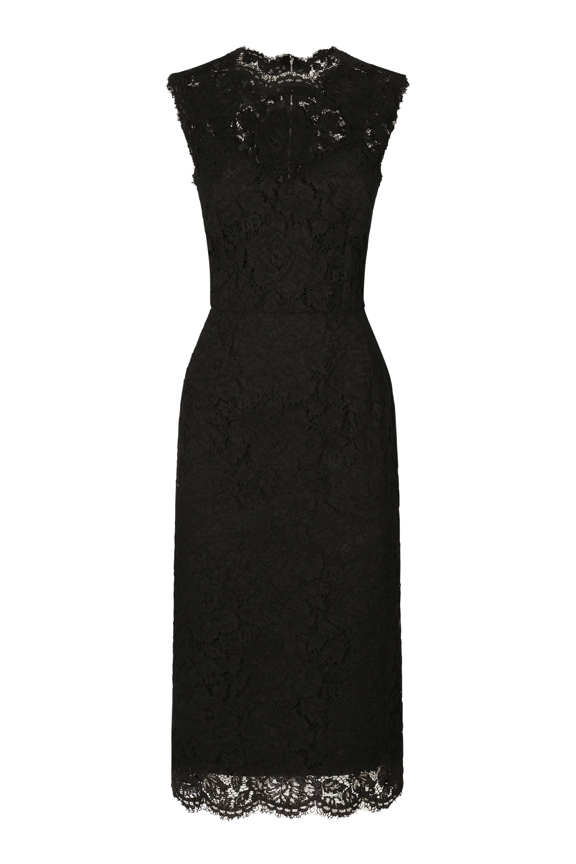 Branded Stretch Lace Calf-Length Dress