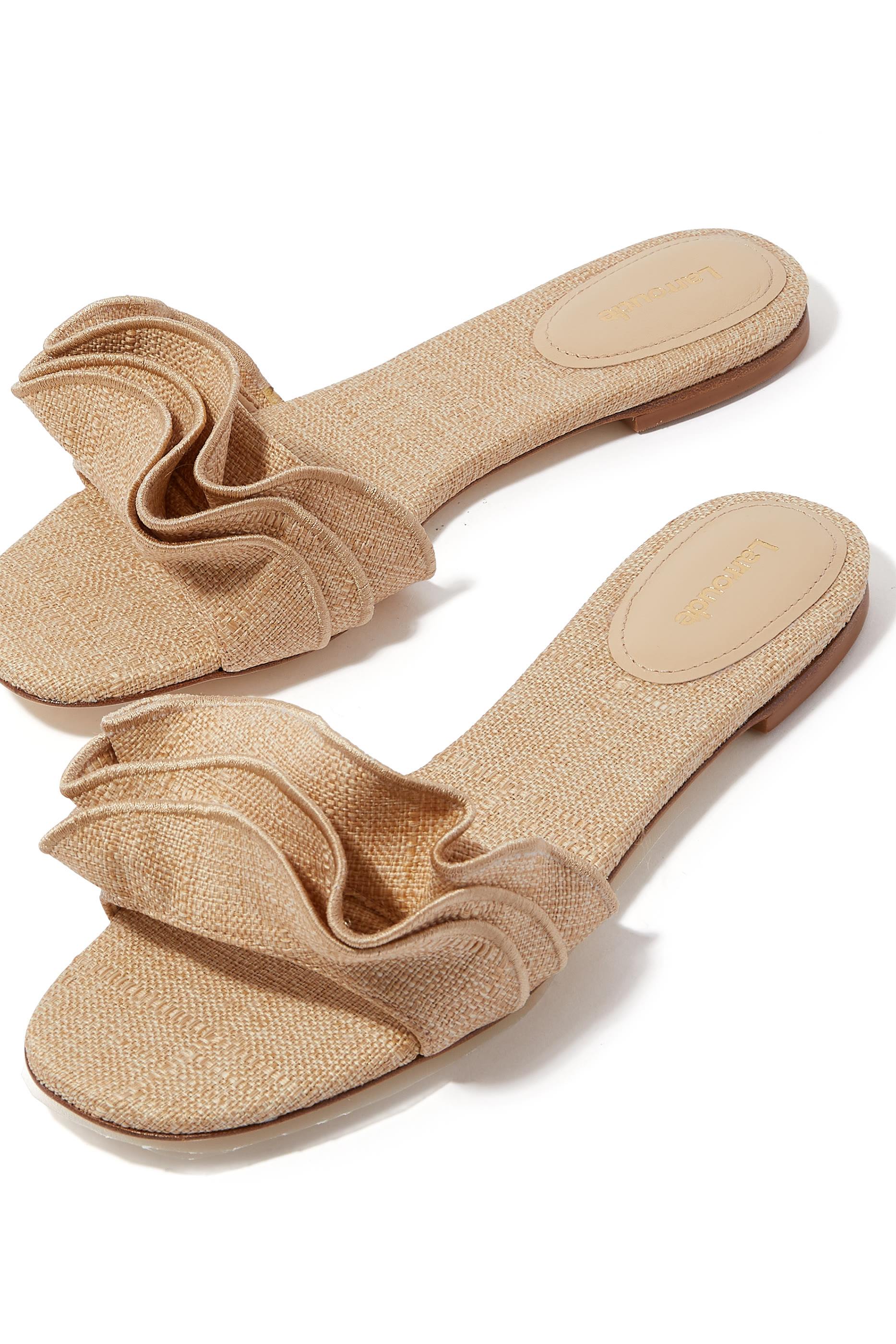 Ivy Raffia Ruffle-Detail Sandals