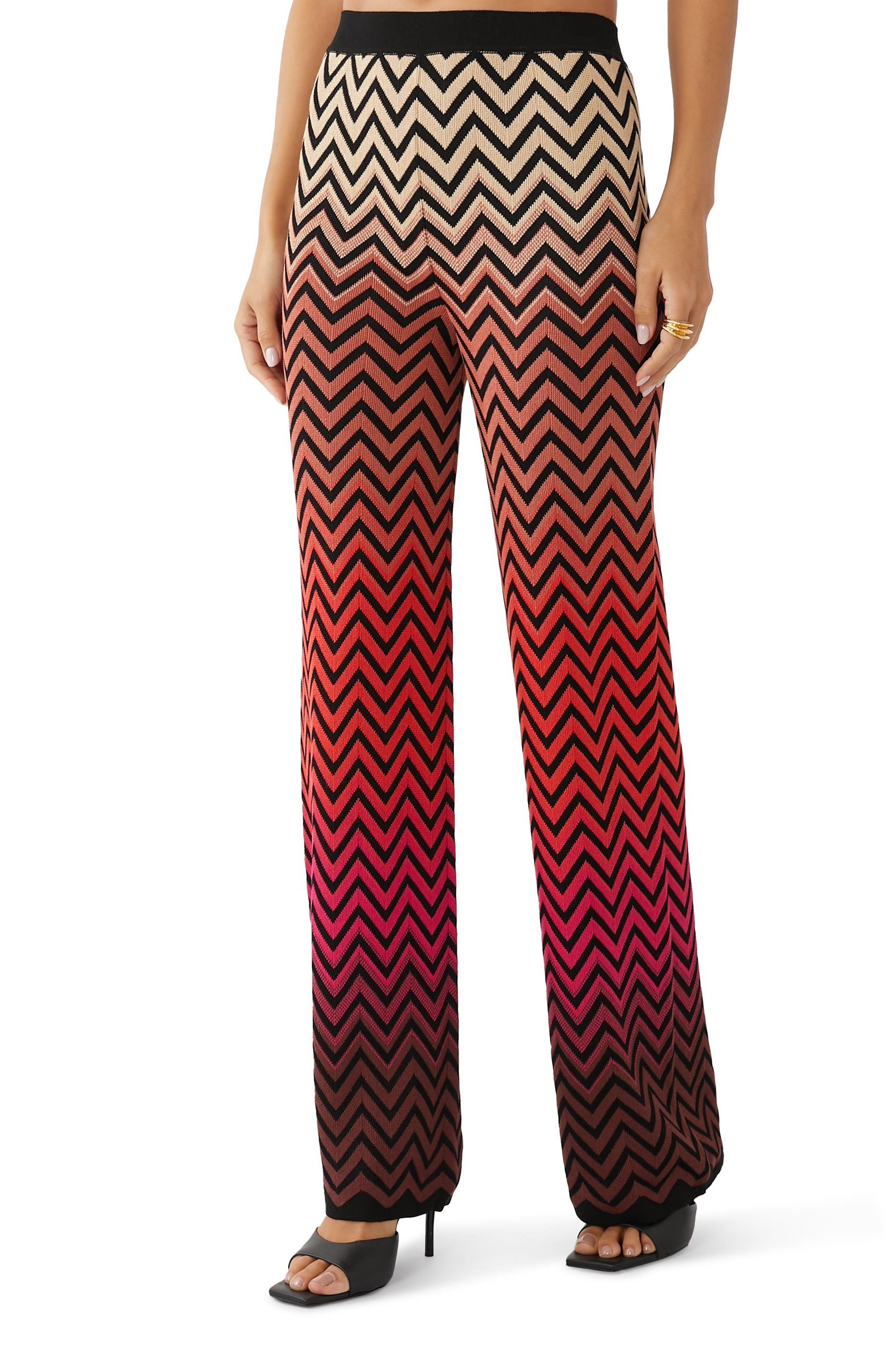 Chevron Jacquard Wide Leg Pants