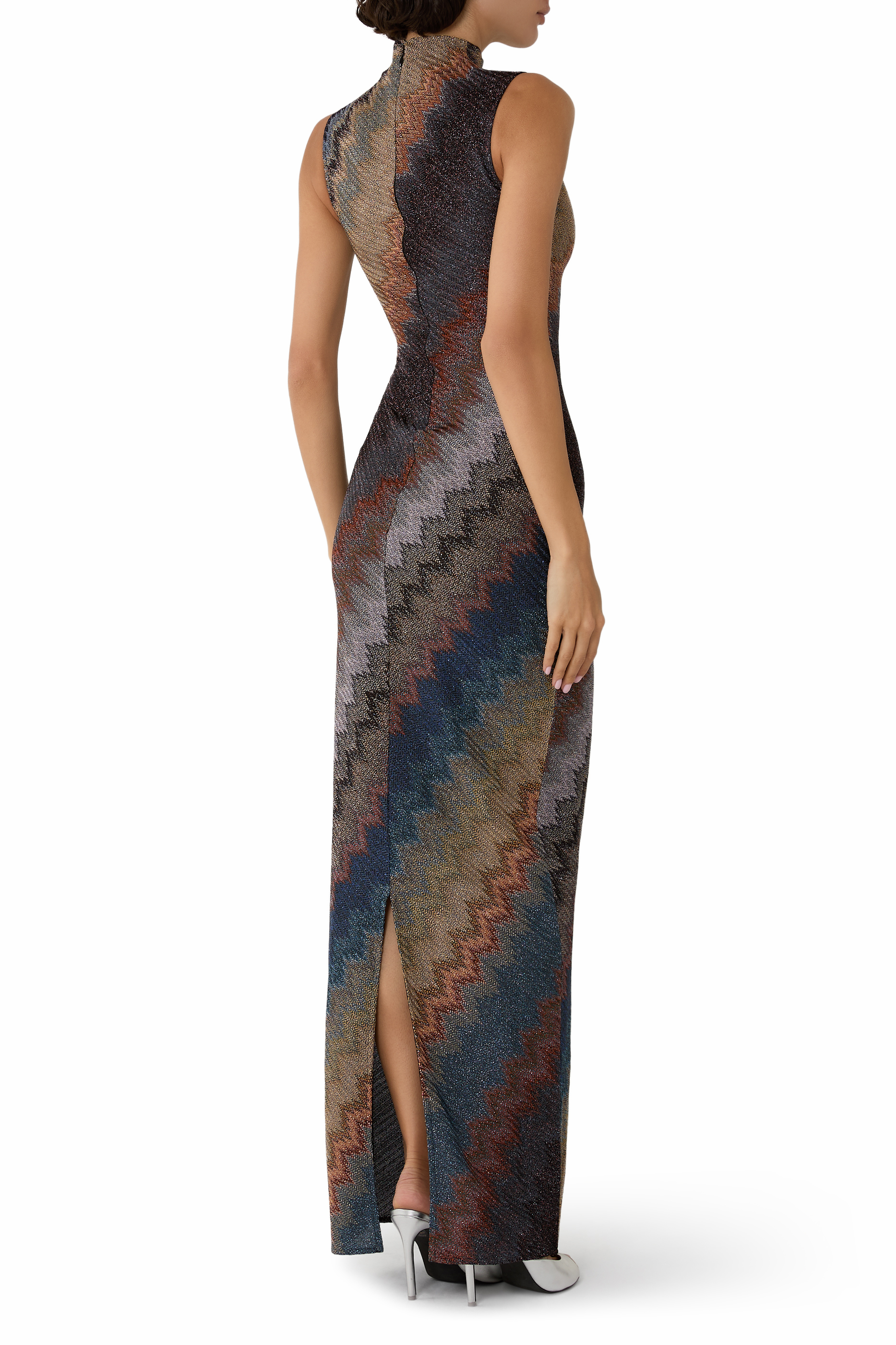 Snake Raschel Lam&eacute; Maxi Dress