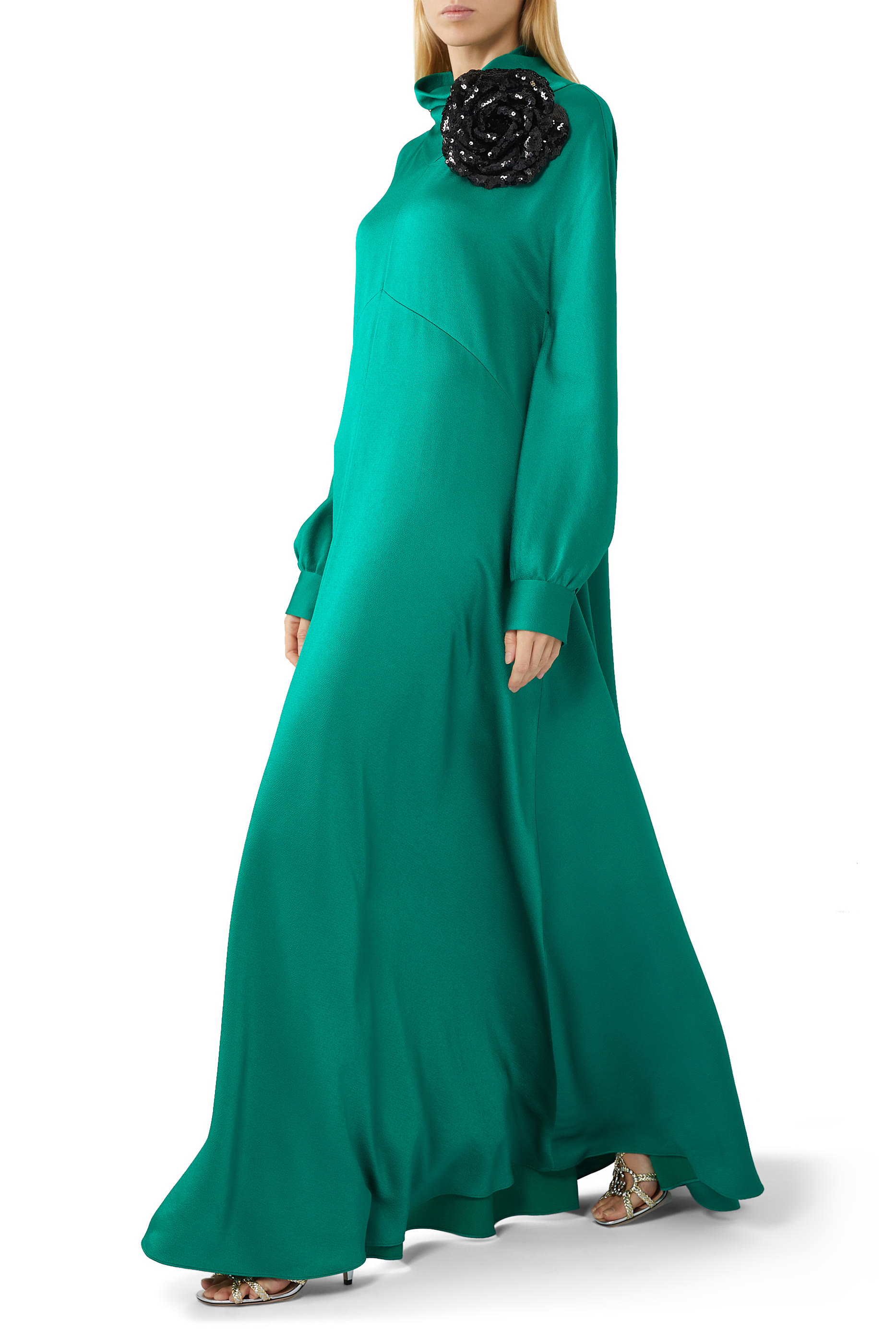 Nojum Satin Flower Brooch Dress