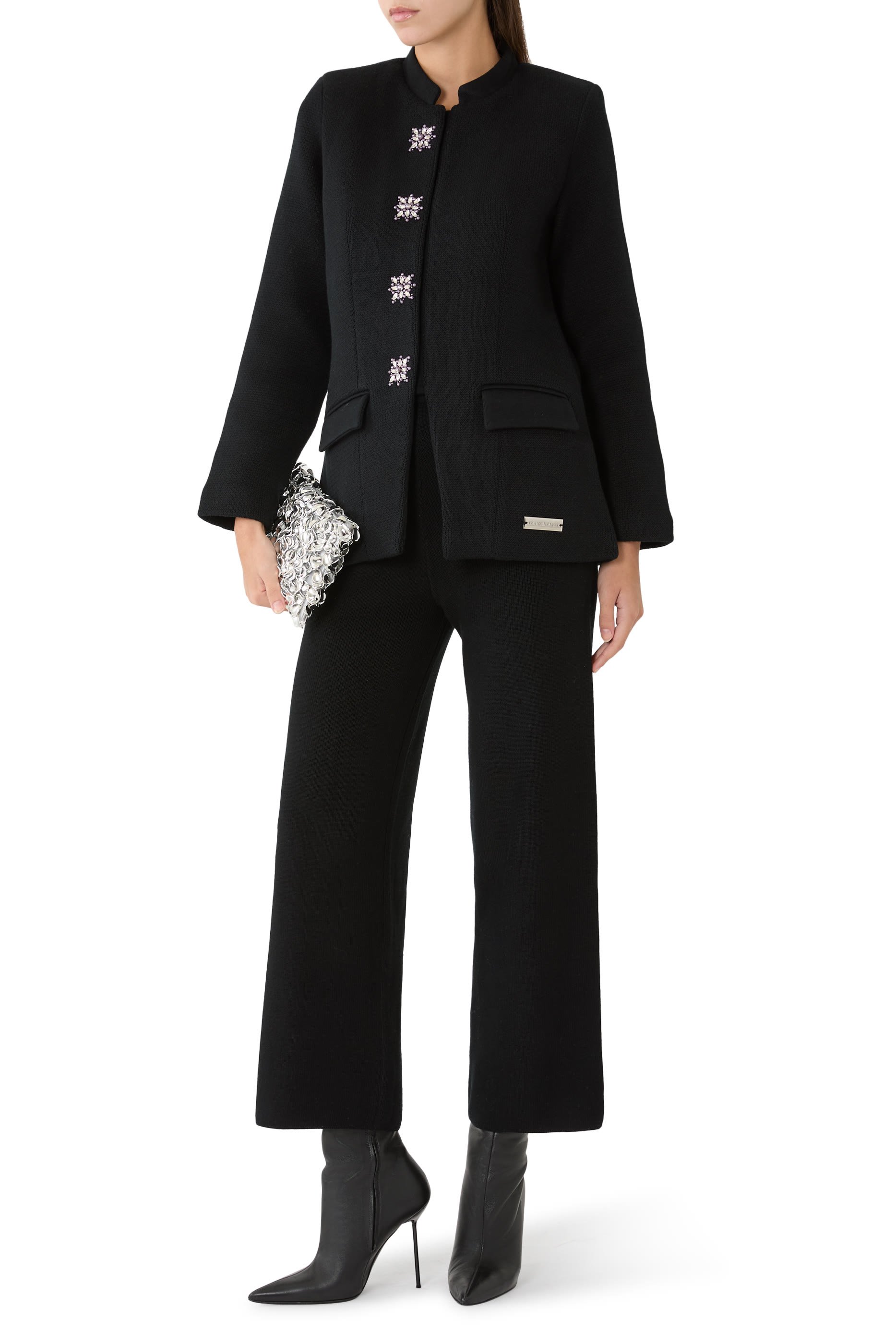 Button-Detail Nehru Collar Jacket