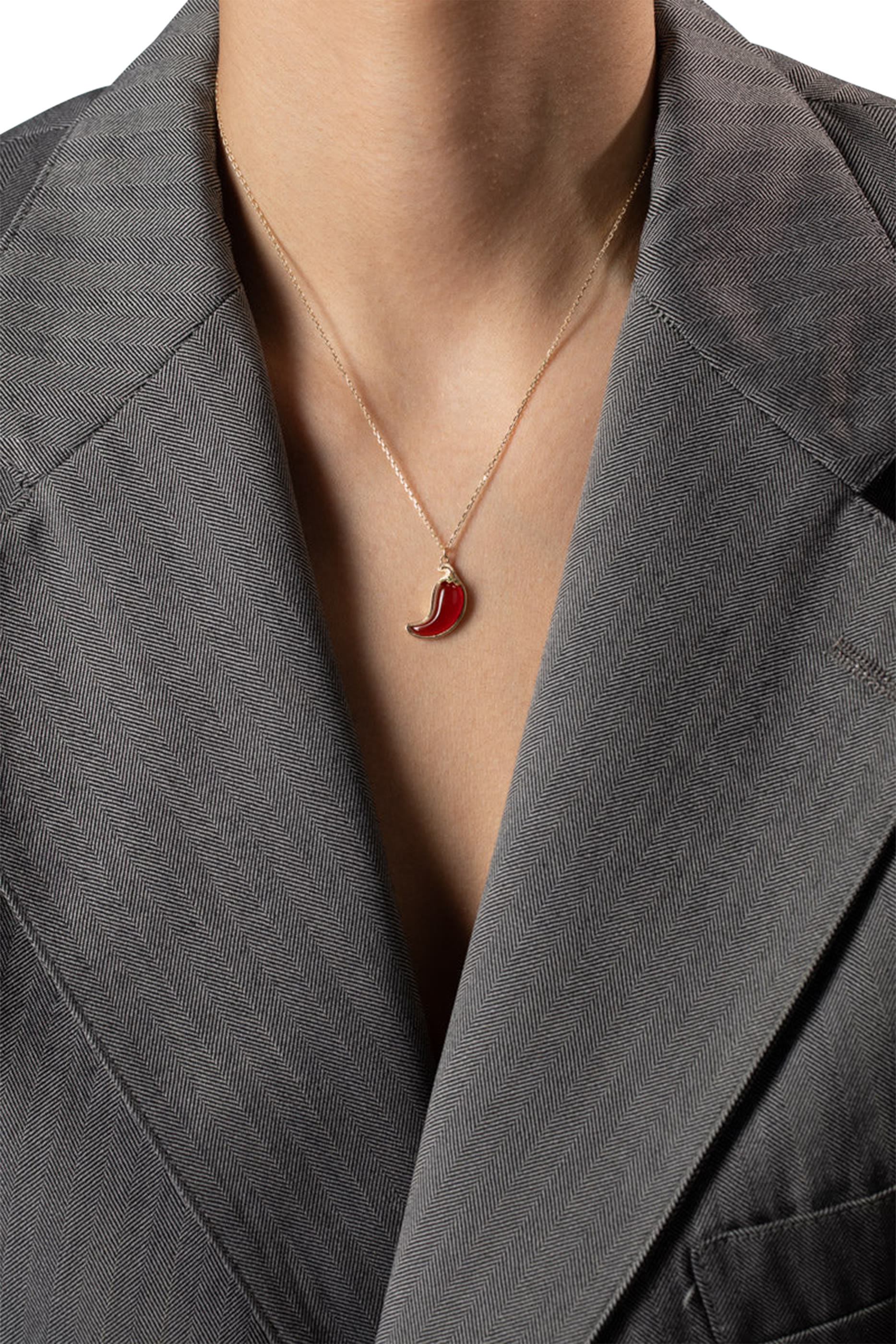 PoshSpice 2.0 Charm, 18K Yellow Gold, Red Agate & Pav&egrave; Emeralds