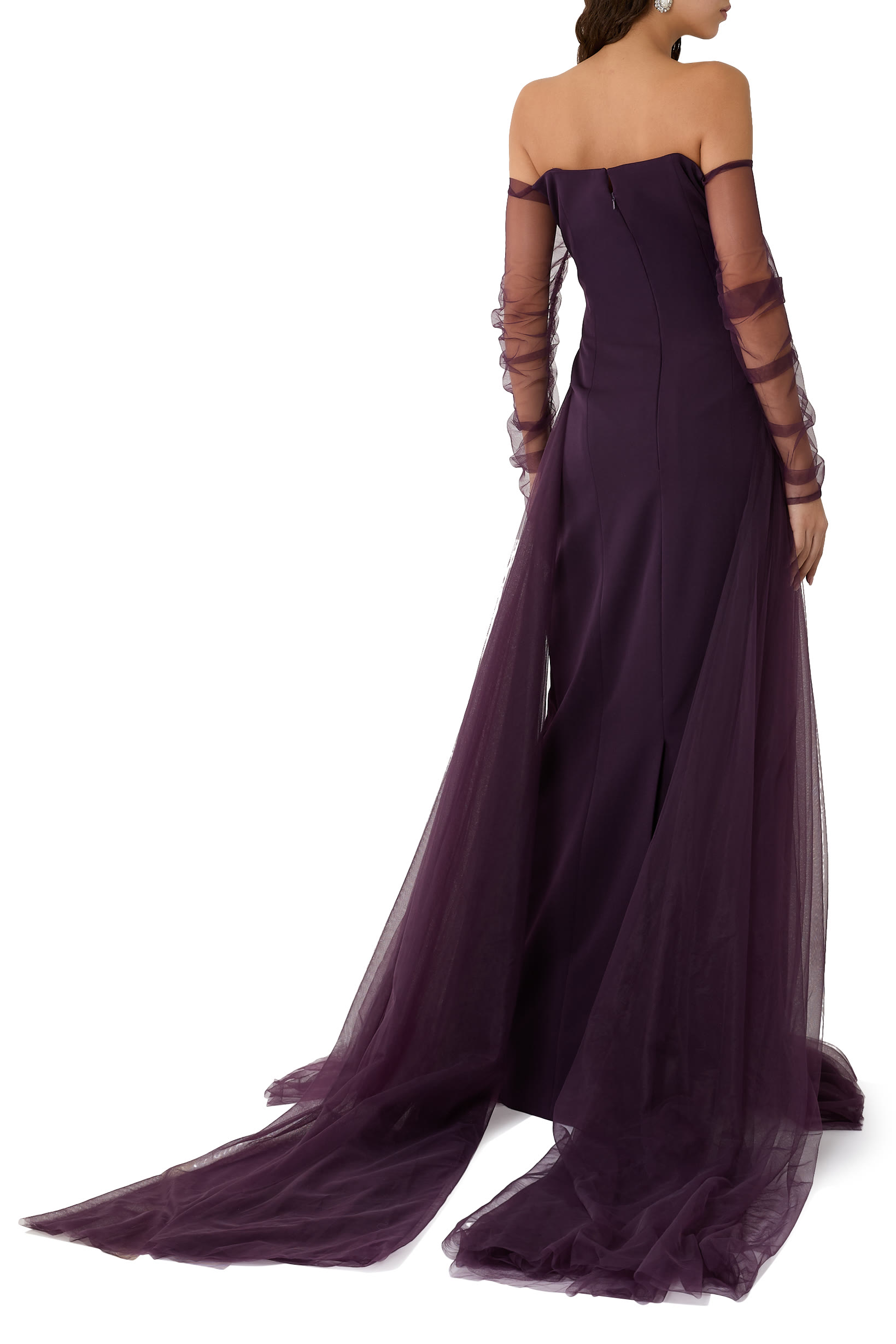 Off-Shoulder Crepe Gown