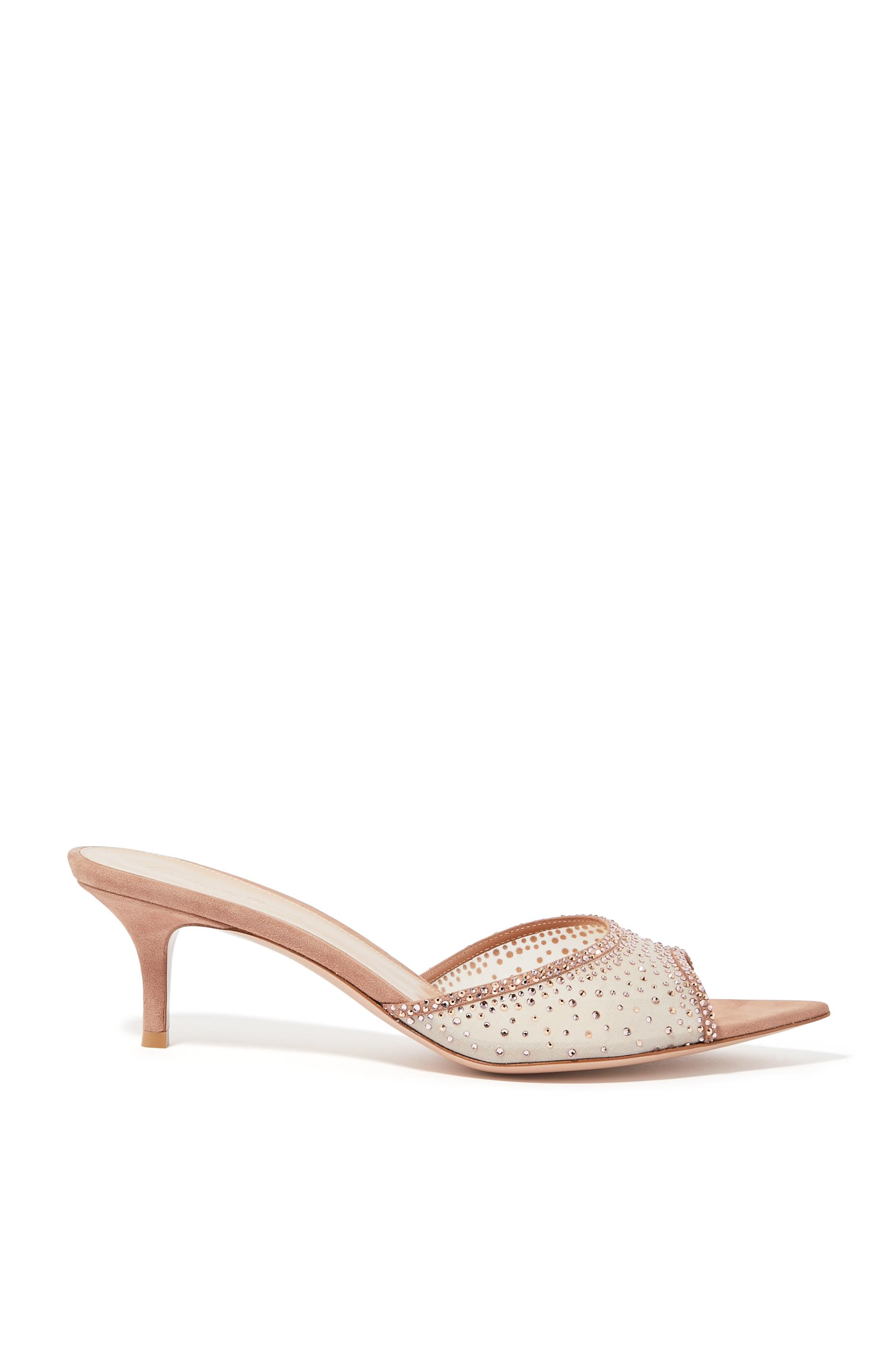 Rania 55 Suede Organza Embellished Mules