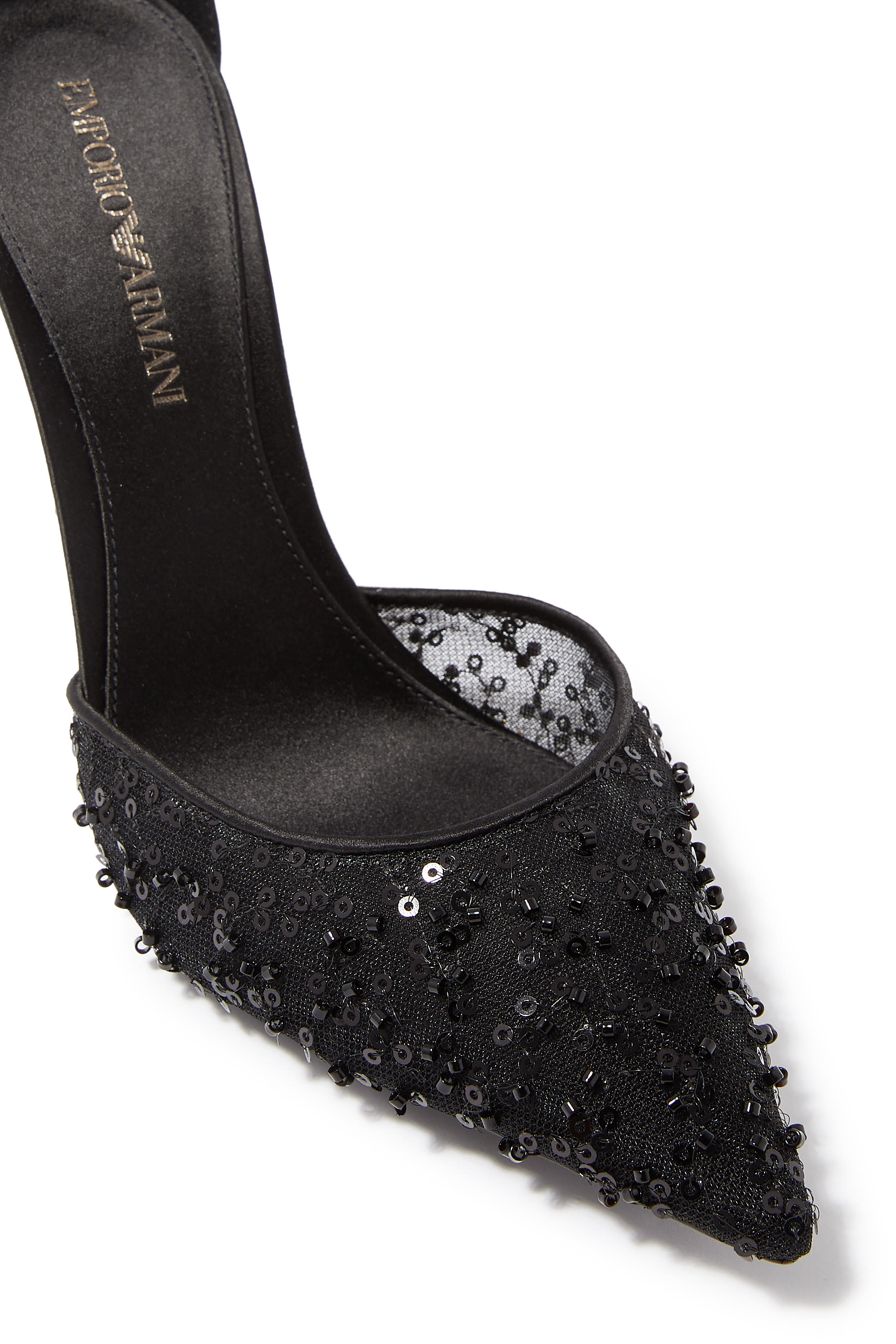 Decollete 110 Satin Sequin Embroidered Sandals