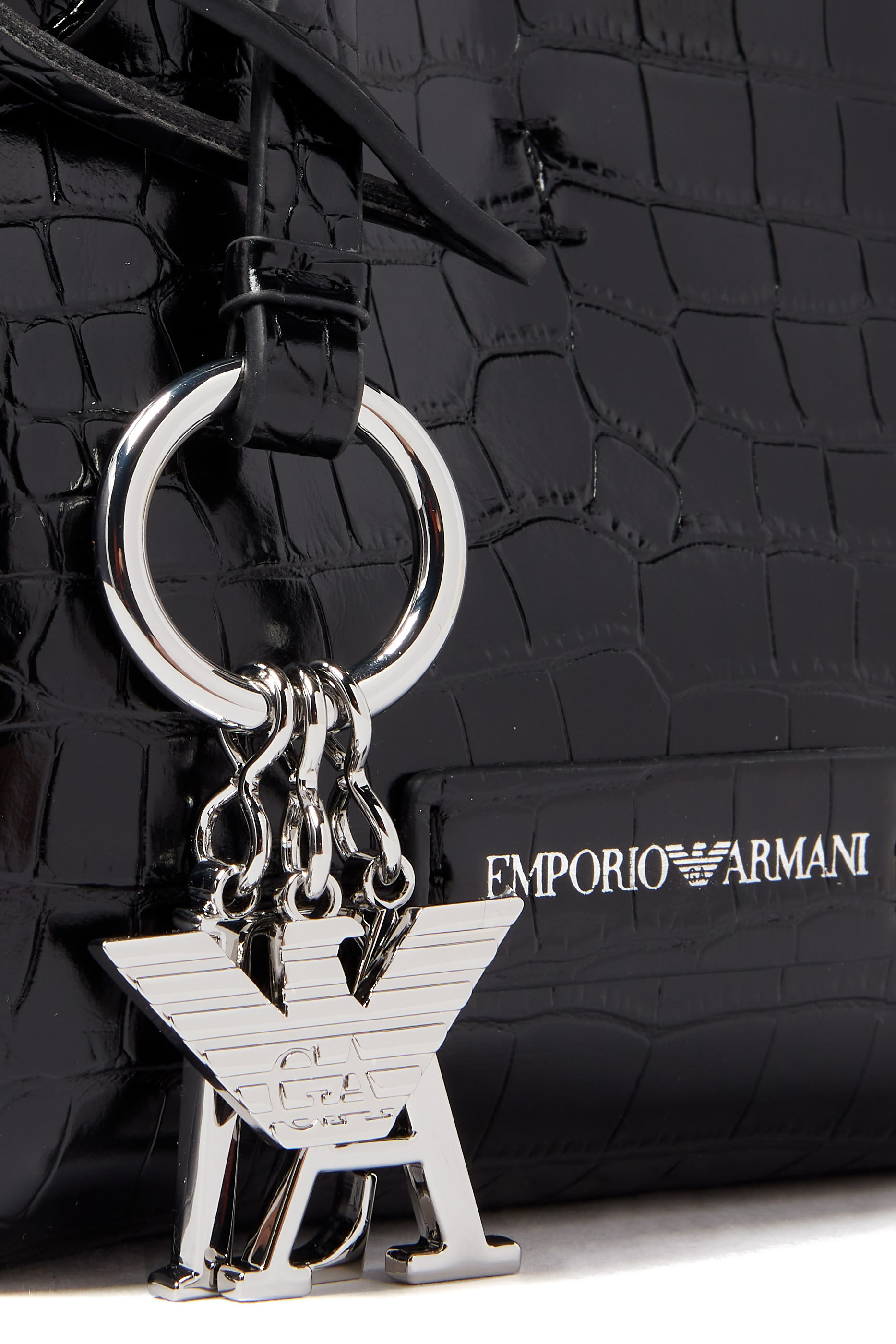 Croc-Embossed Faux Leather Small Shopping Tote Bag