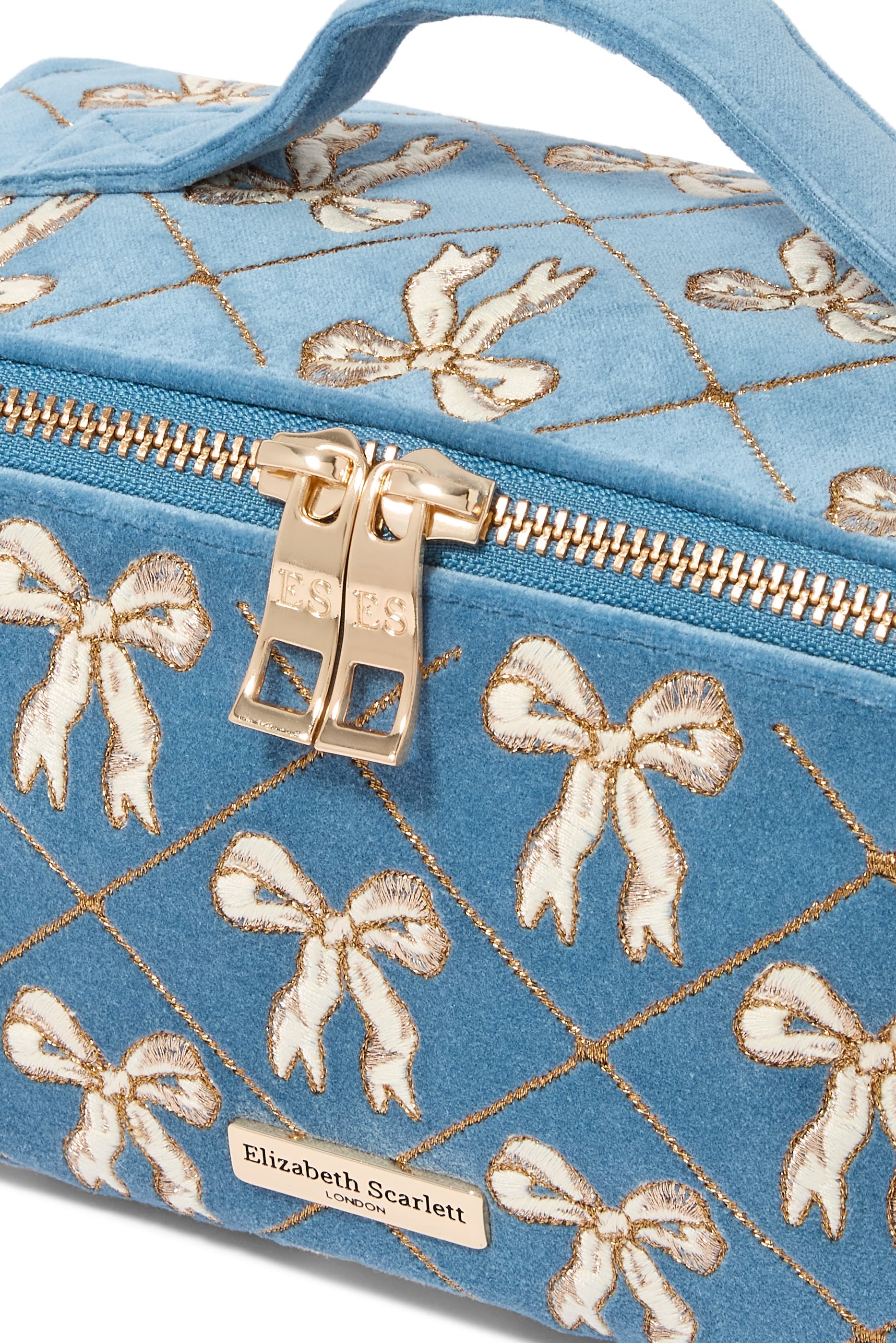  Lattice Bows Velvet Open Flat Makeup Bag