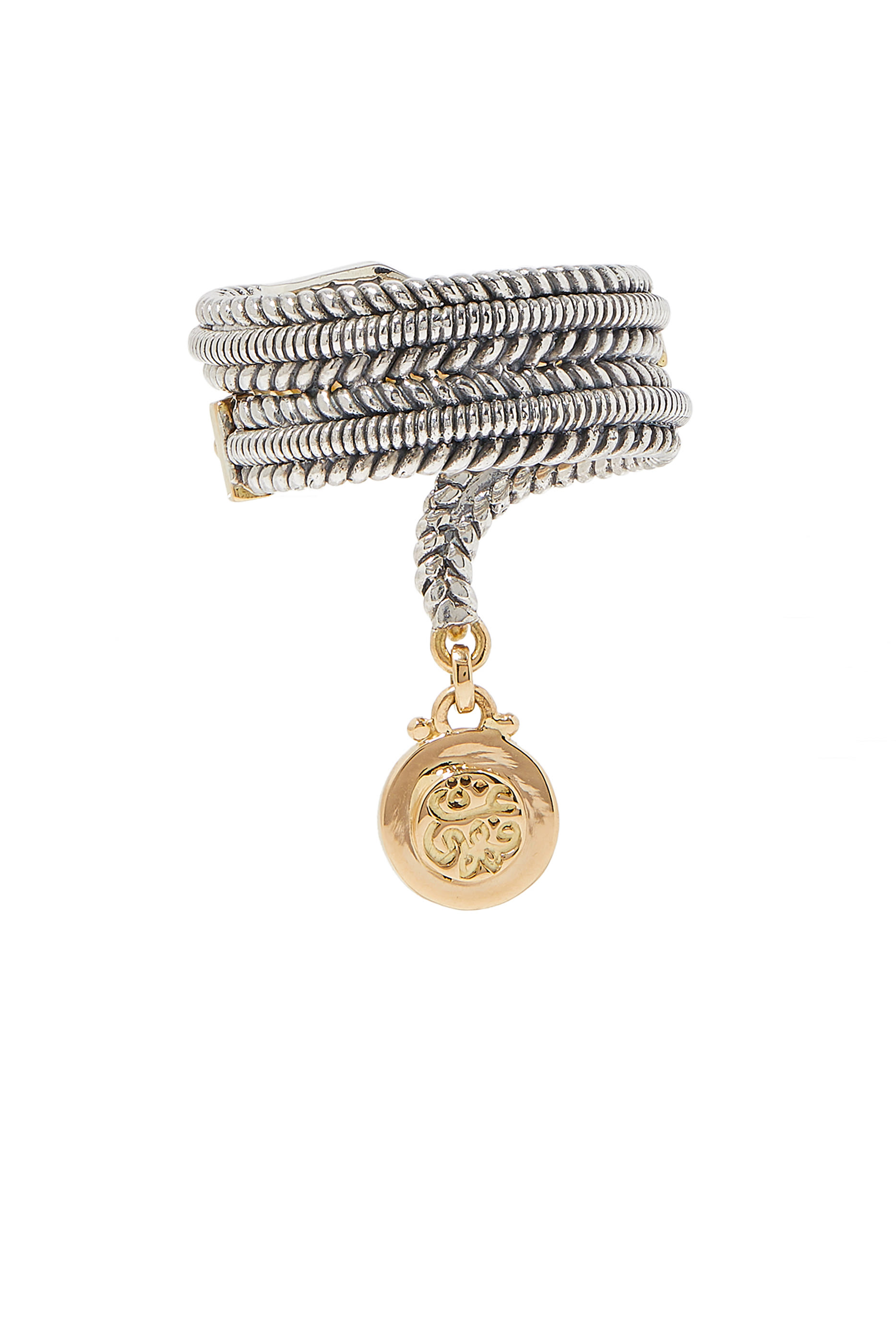 Protection Chain Ring, 18K Yellow Gold & Snake Sapphire and Diamond