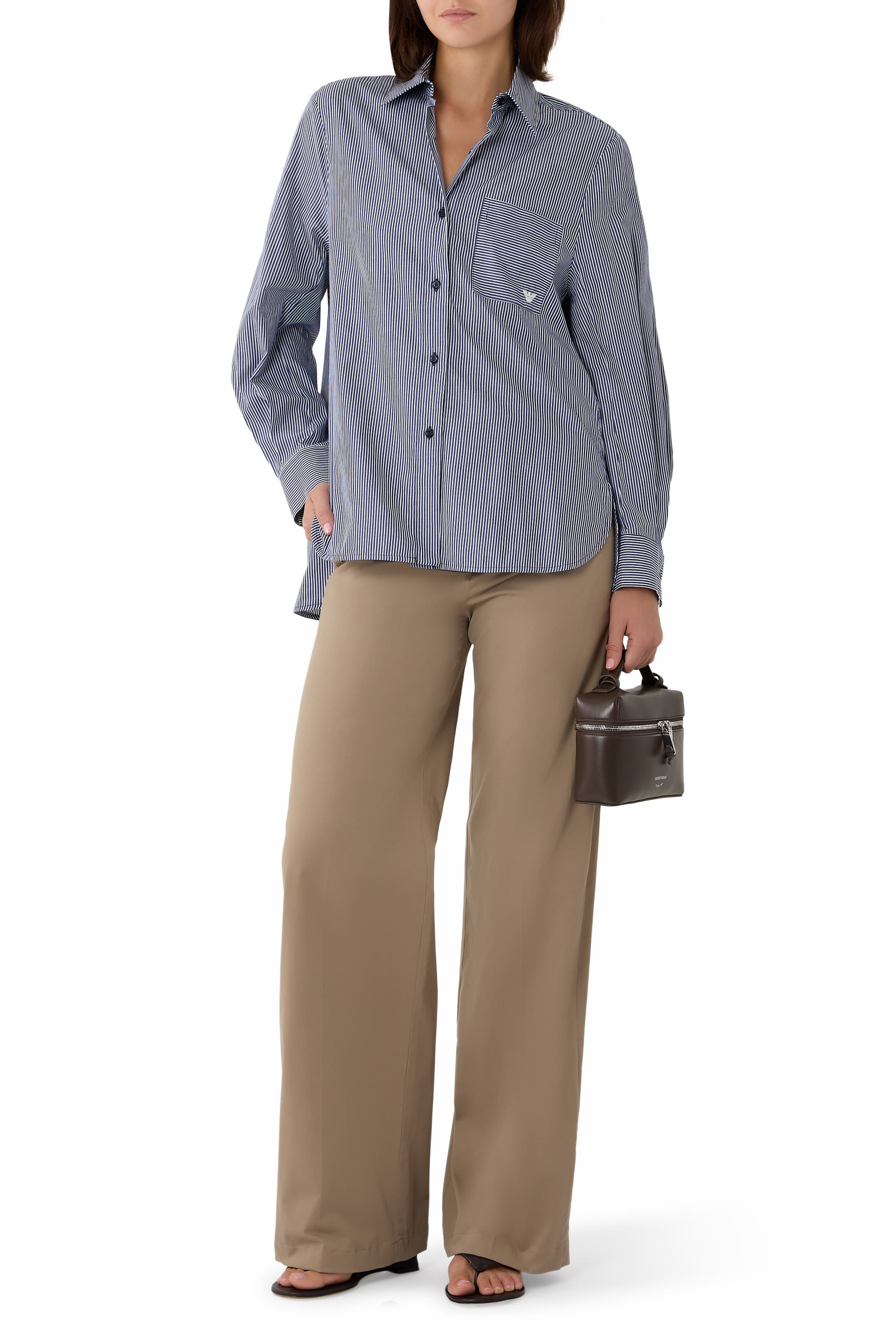 Single Chest Pocket Striped Shirt