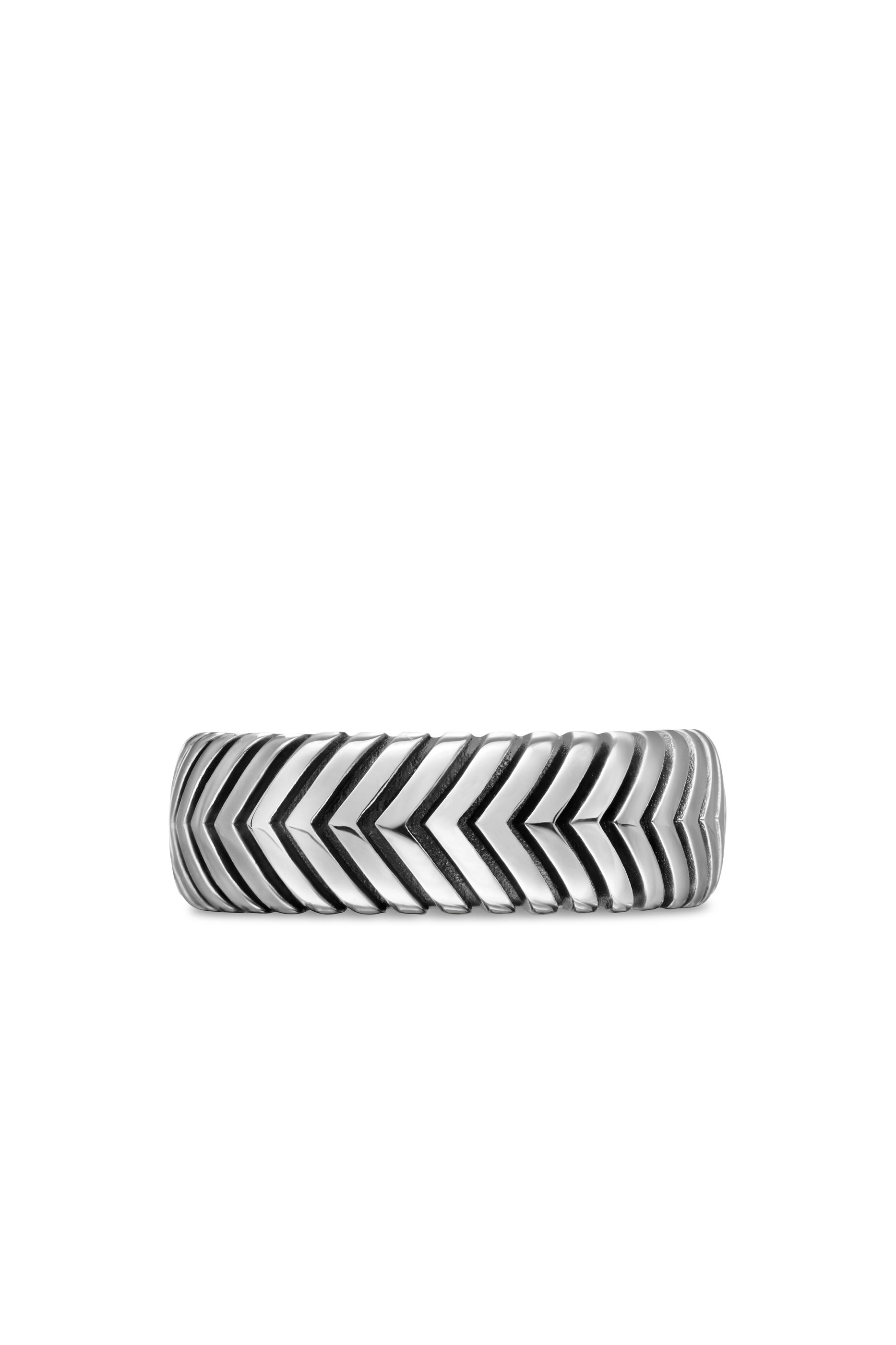 Chevron Band Ring, Sterling Silver & Diamonds