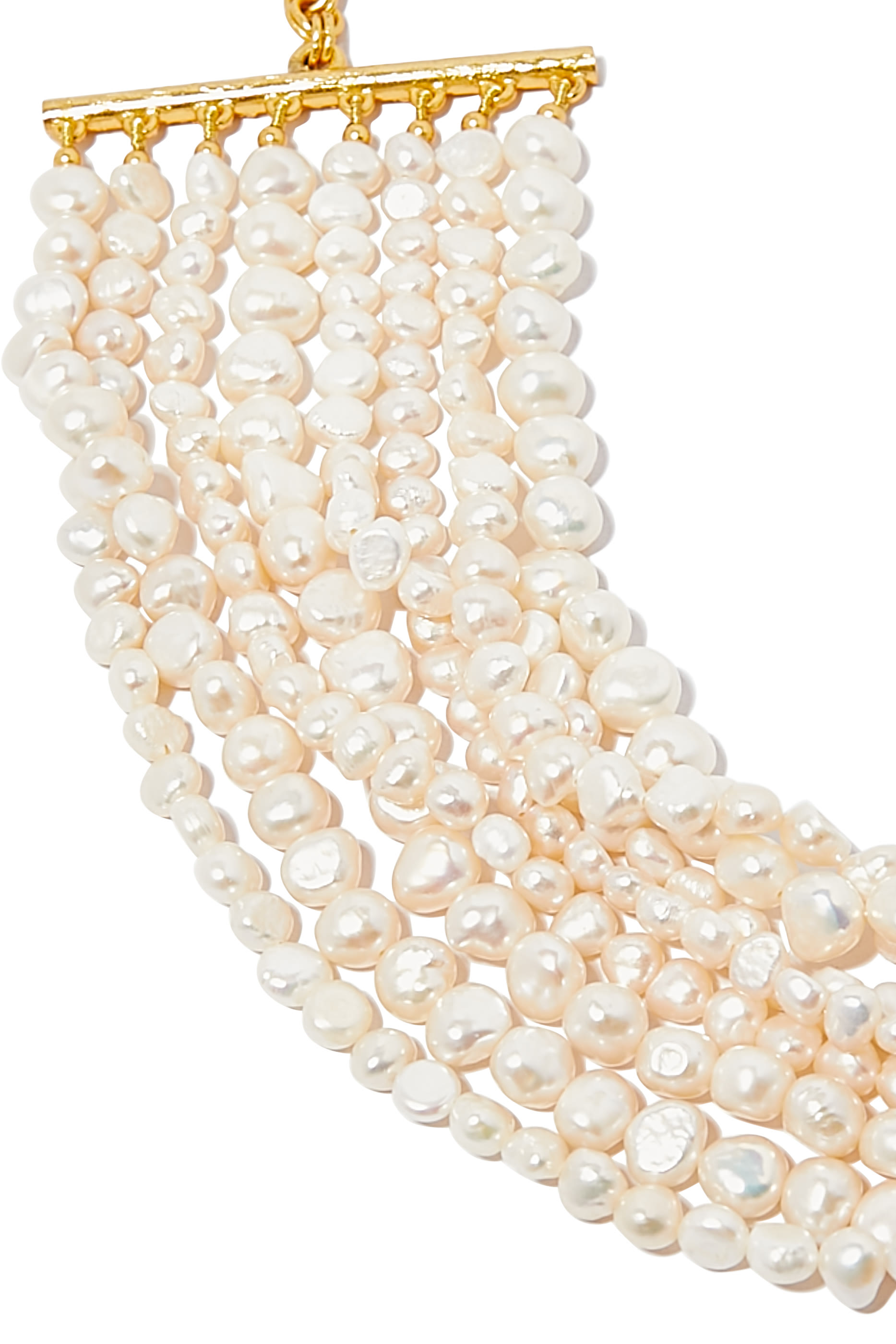 Elisa Pearl Necklace, 24k Yellow Gold-Plated Brass & Pearl